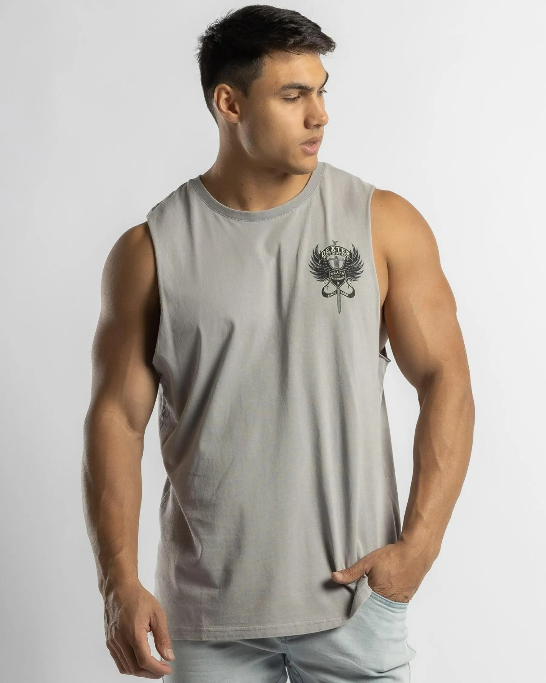 Tops & T-Shirts*Dexter Rider Muscle Tank Light Grey Acid