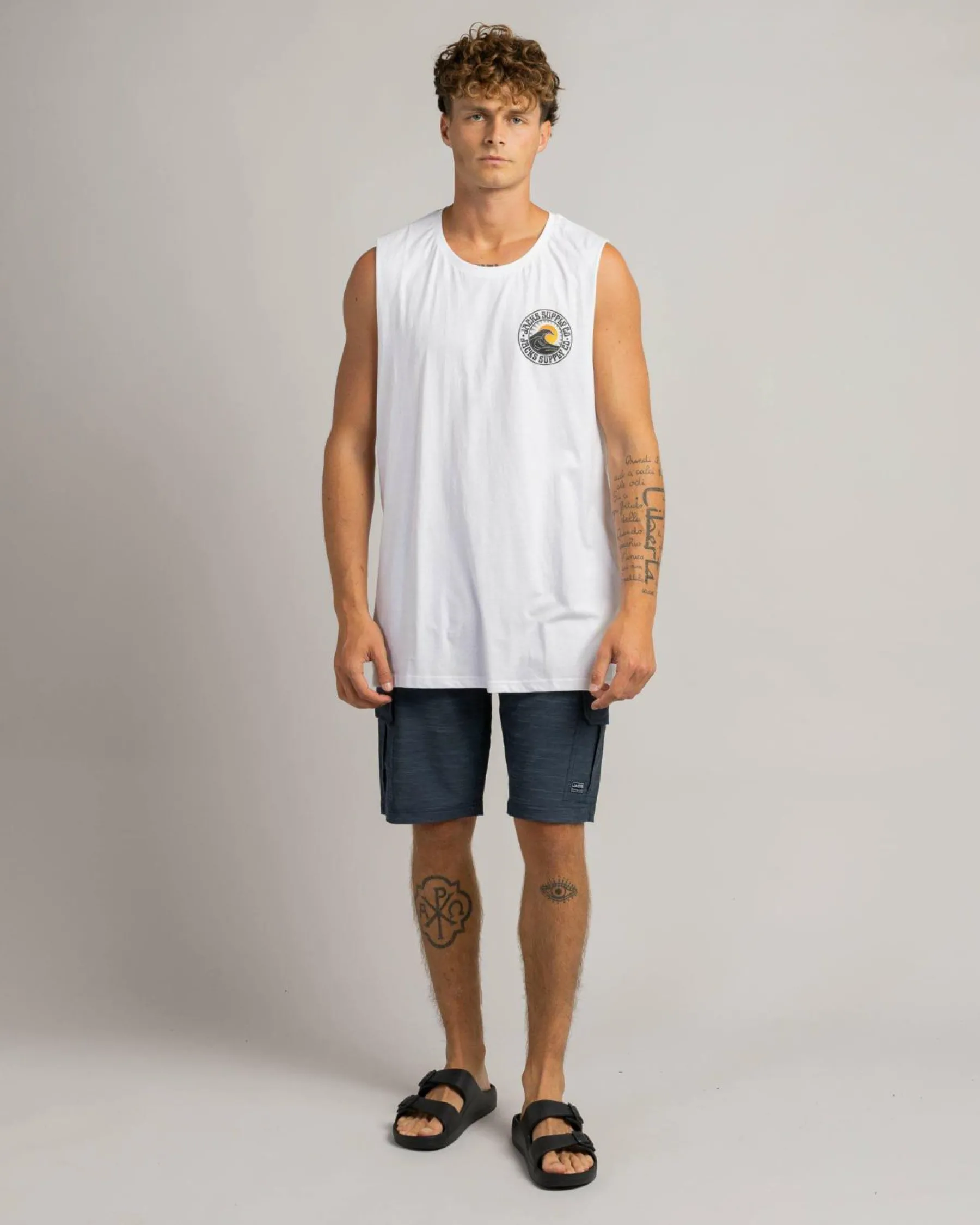 Tops & T-Shirts*Jacks Rising Sun Muscle Tank White