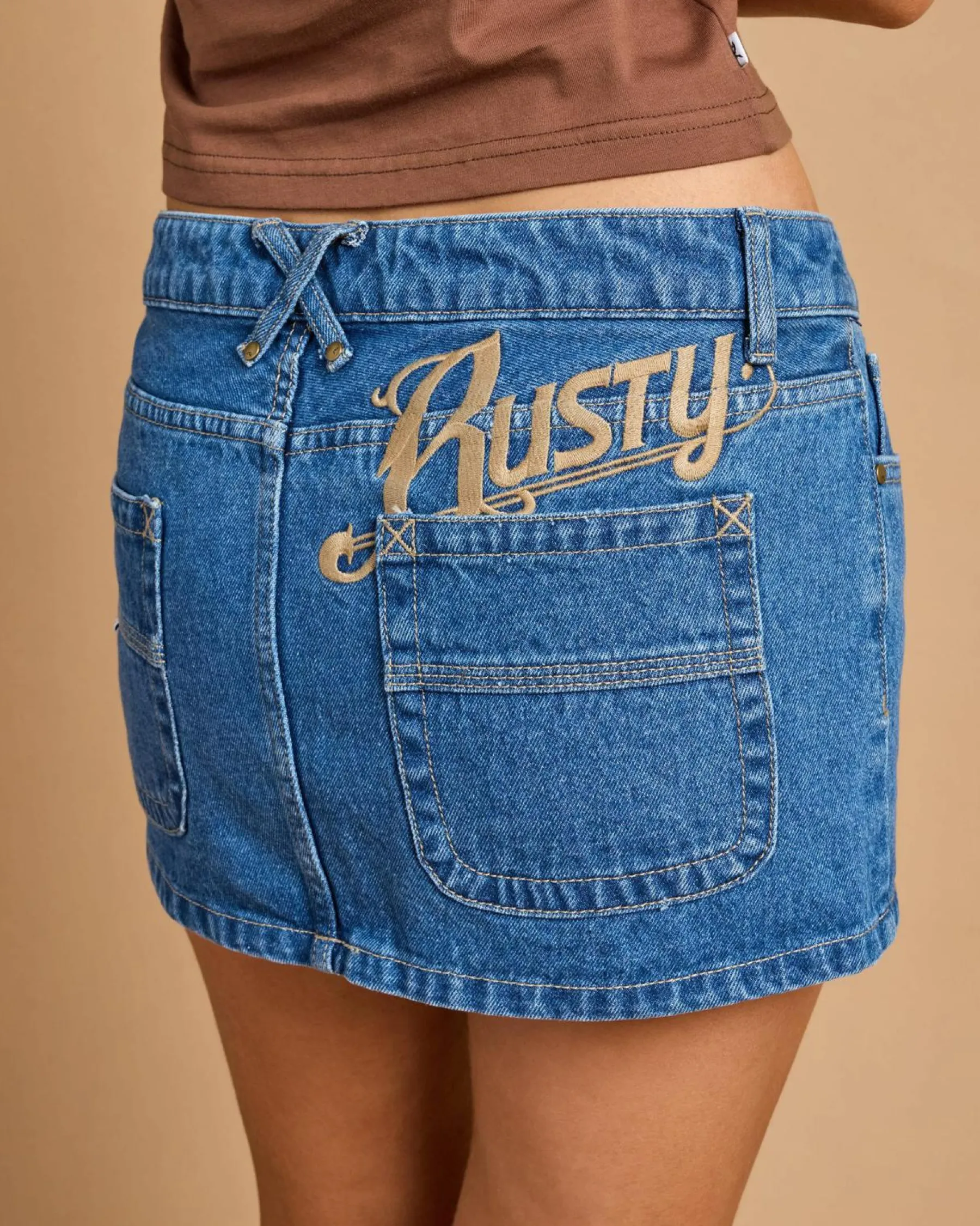 Denim|Bottoms*Rusty Risque` Micro Denim Skirt Middy Blue
