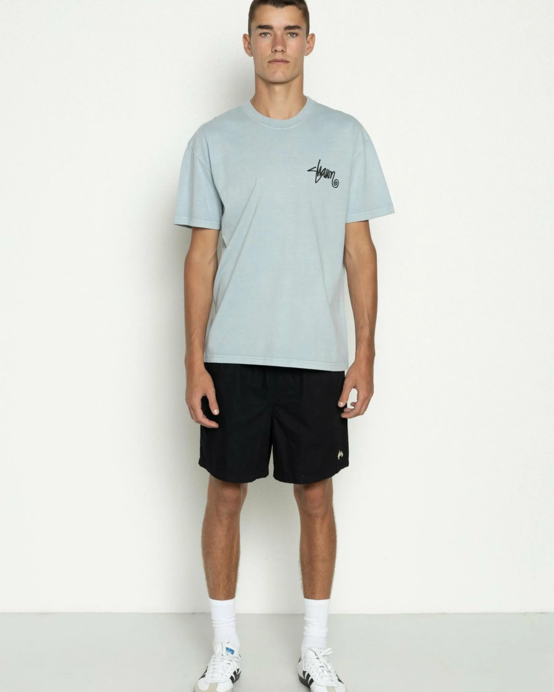 Tops & T-Shirts*S-Double Roots Dot T-Shirt Washed Steel