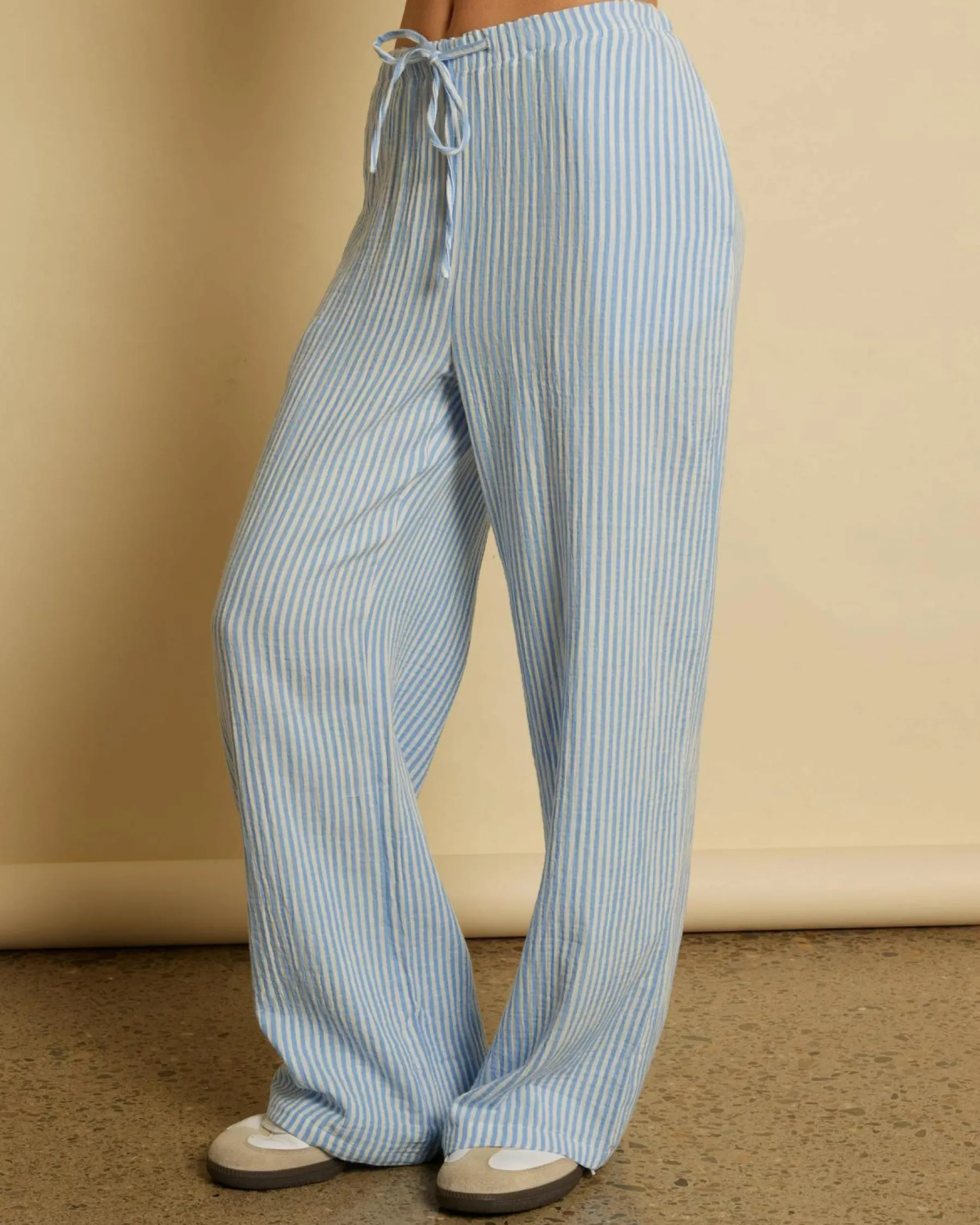 Linen Blend|Bottoms*Mooloola Sailor Pants Blue/white Stripe