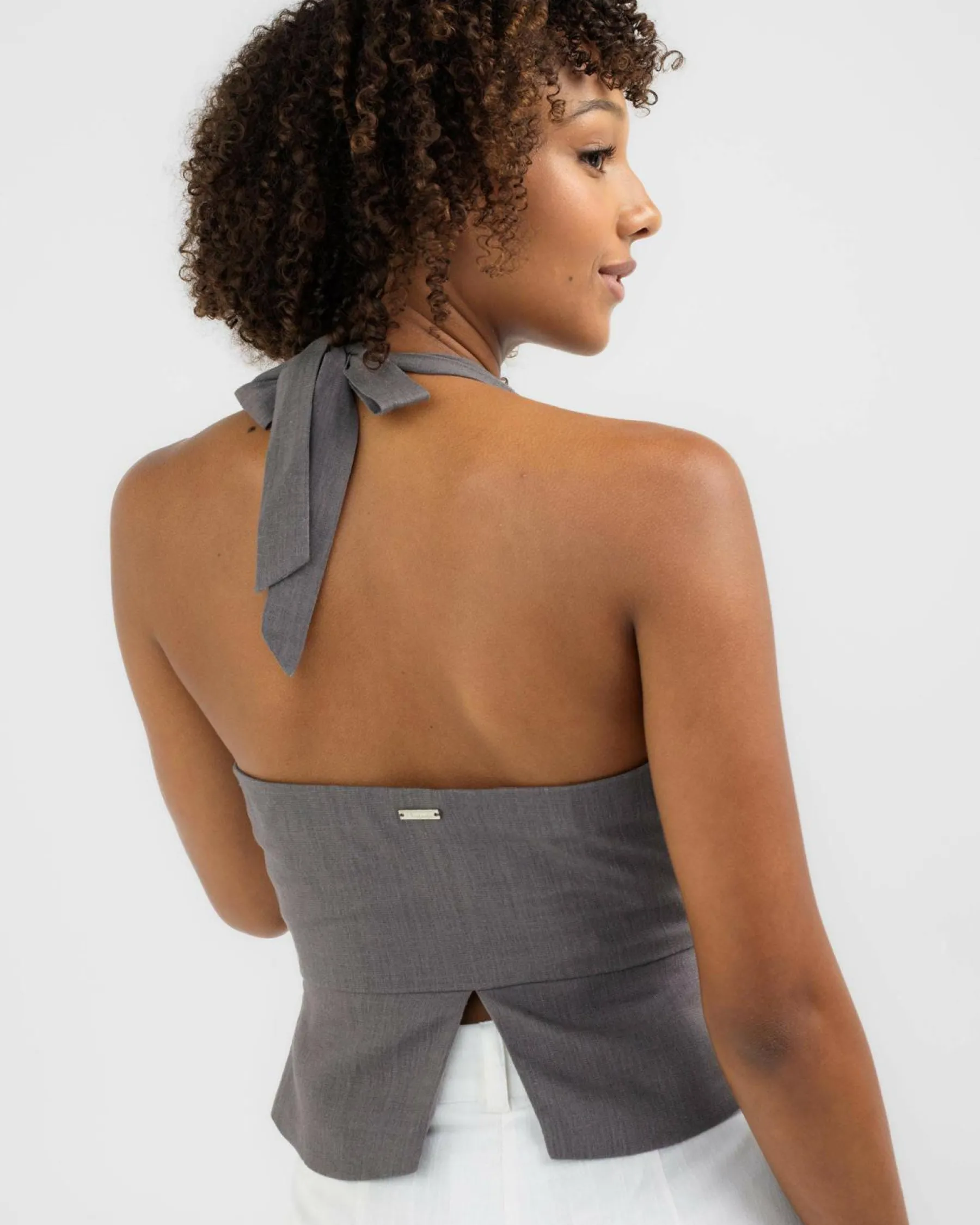 Sets|Linen Blend*Mooloola Saly Vanessa Vest Top Charcoal