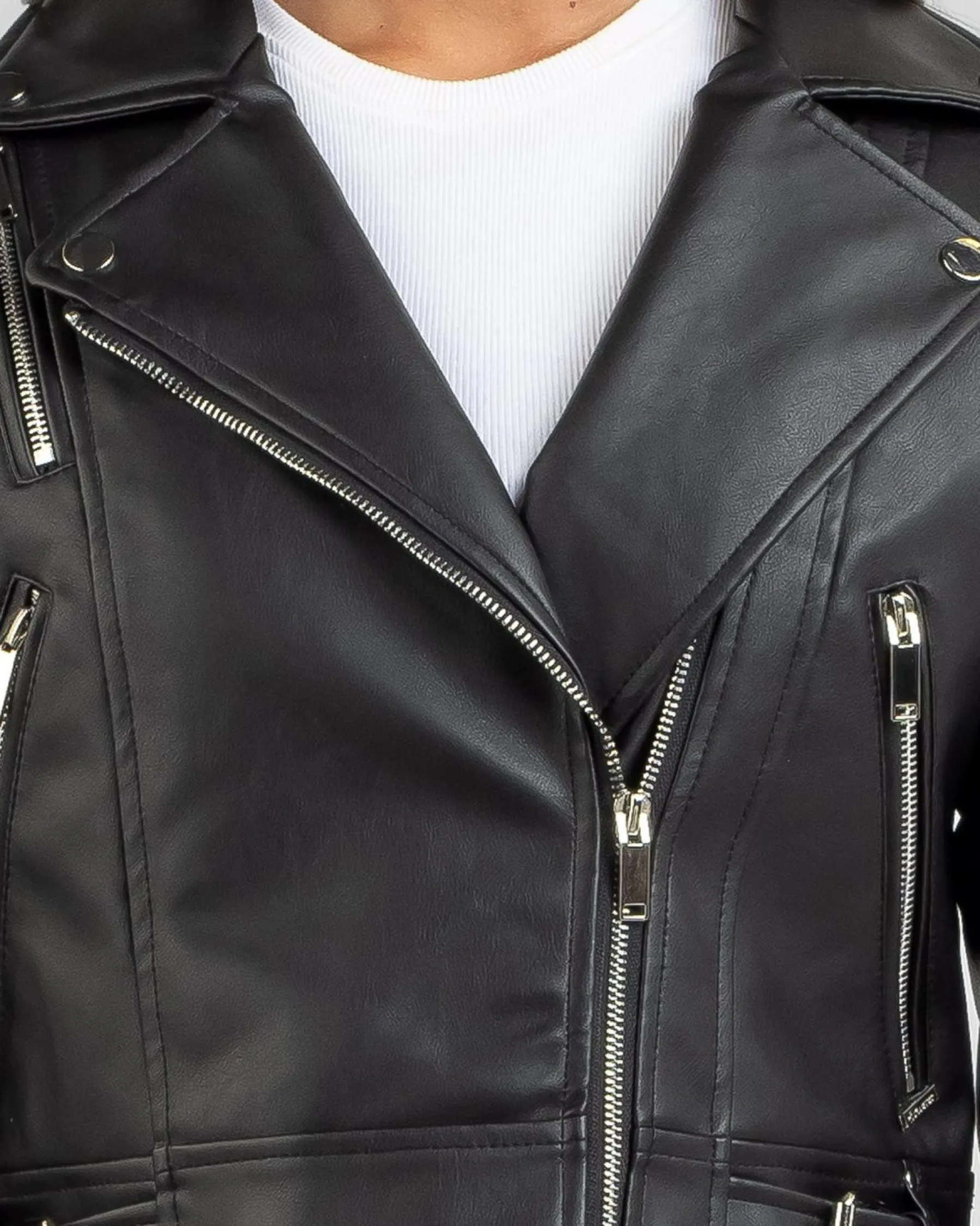 Discount Sandy Faux Leather Jacket Women Jackets & Coats