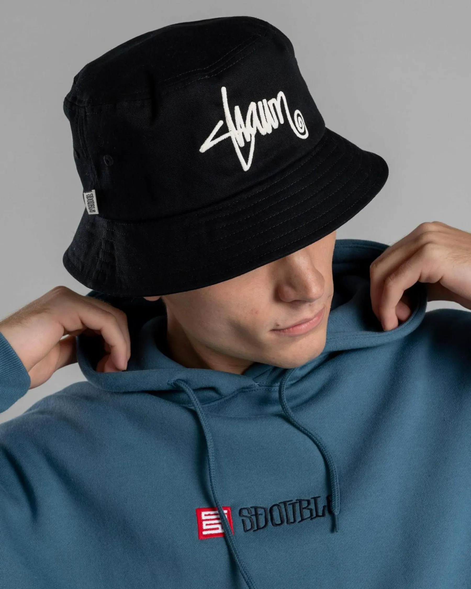 Headwear*S-Double Shawn Script Bucket Hat Black