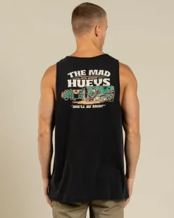 Tops & T-Shirts*The Mad Hueys She'll Be Right Singlet Washed Black