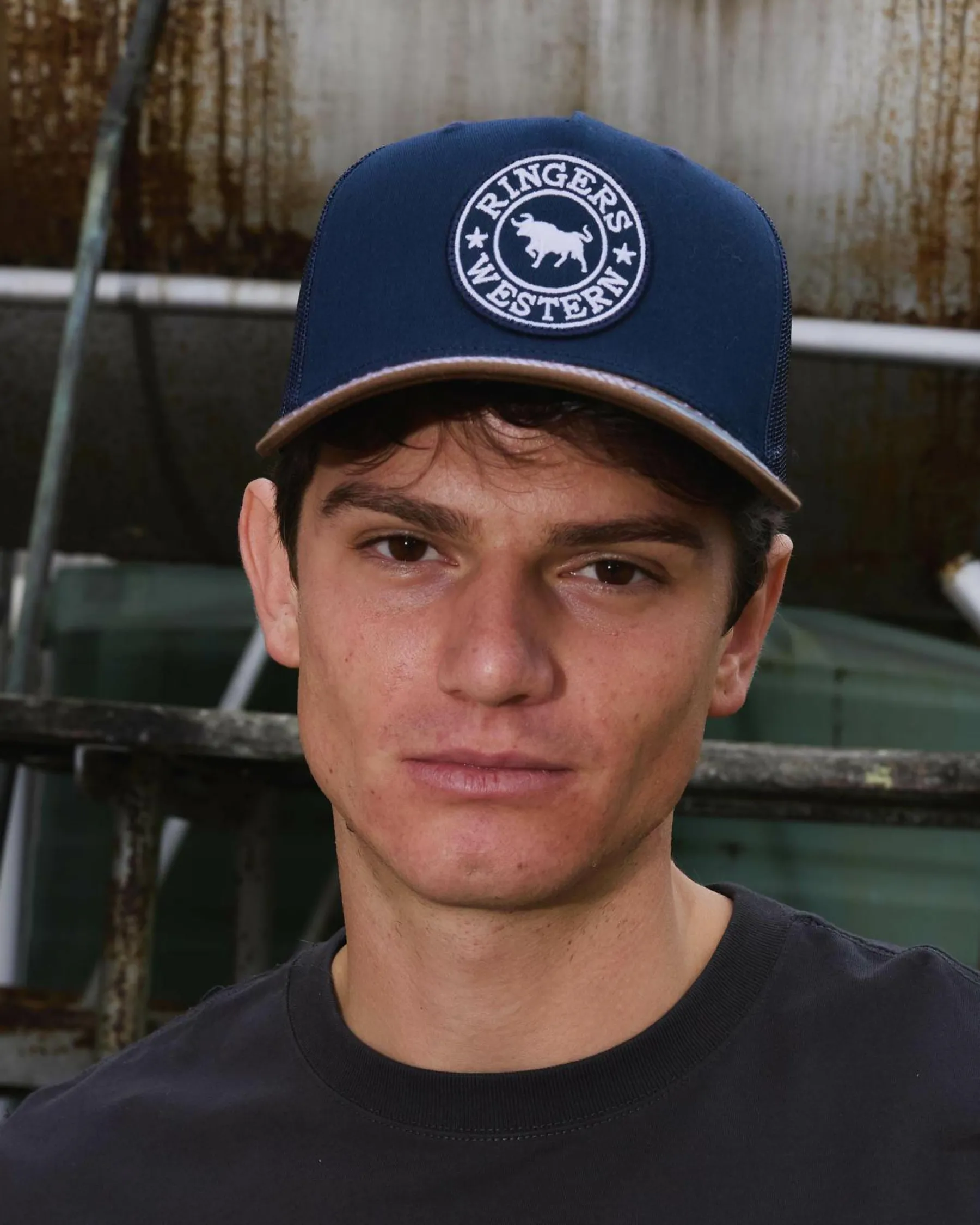Headwear*Ringers Western Signature Bull Trucker Cap Navy/chocolate