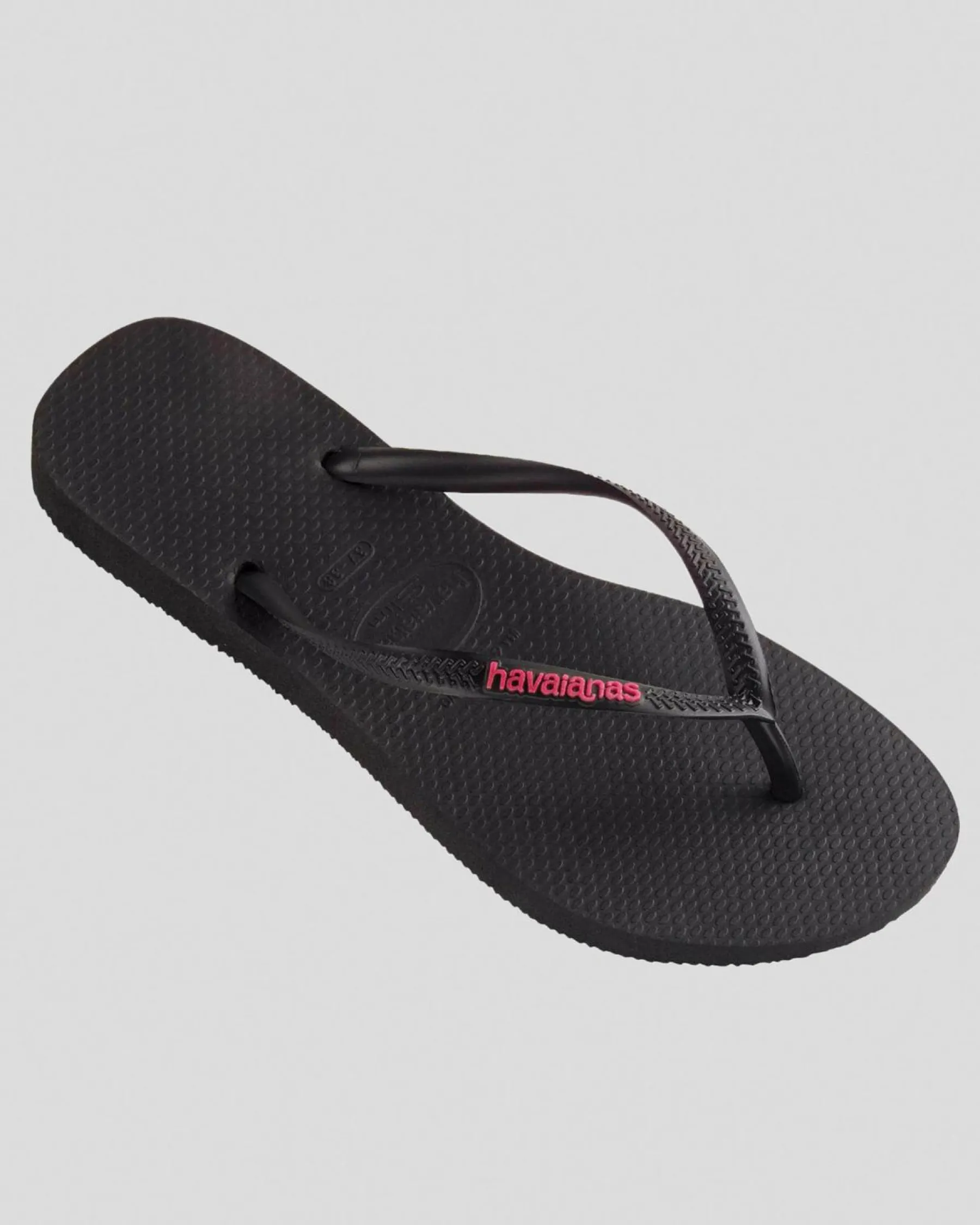 Flip Flops*Havaianas Slim Logo Thongs Black/neon Pink