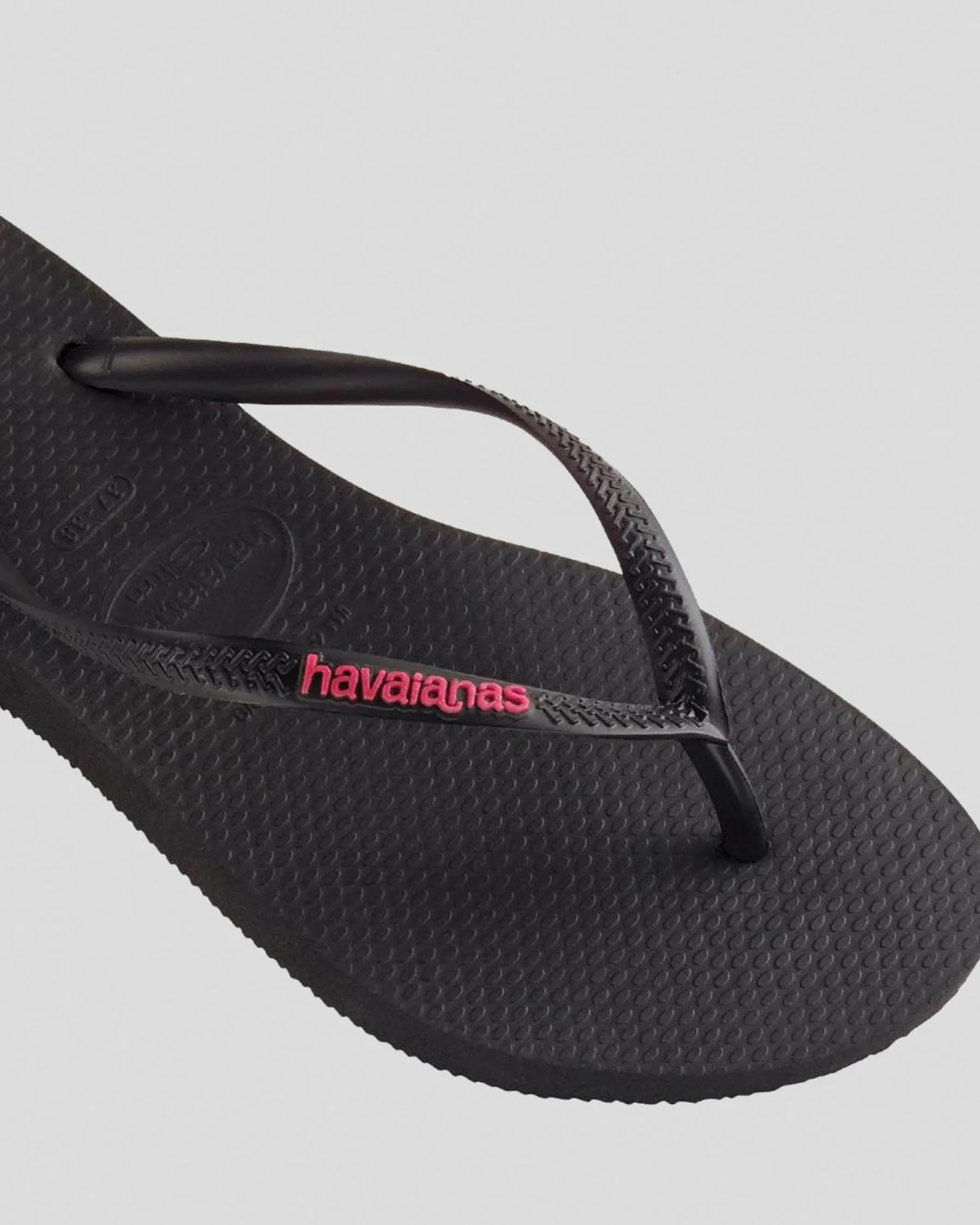 Flip Flops*Havaianas Slim Logo Thongs Black/neon Pink