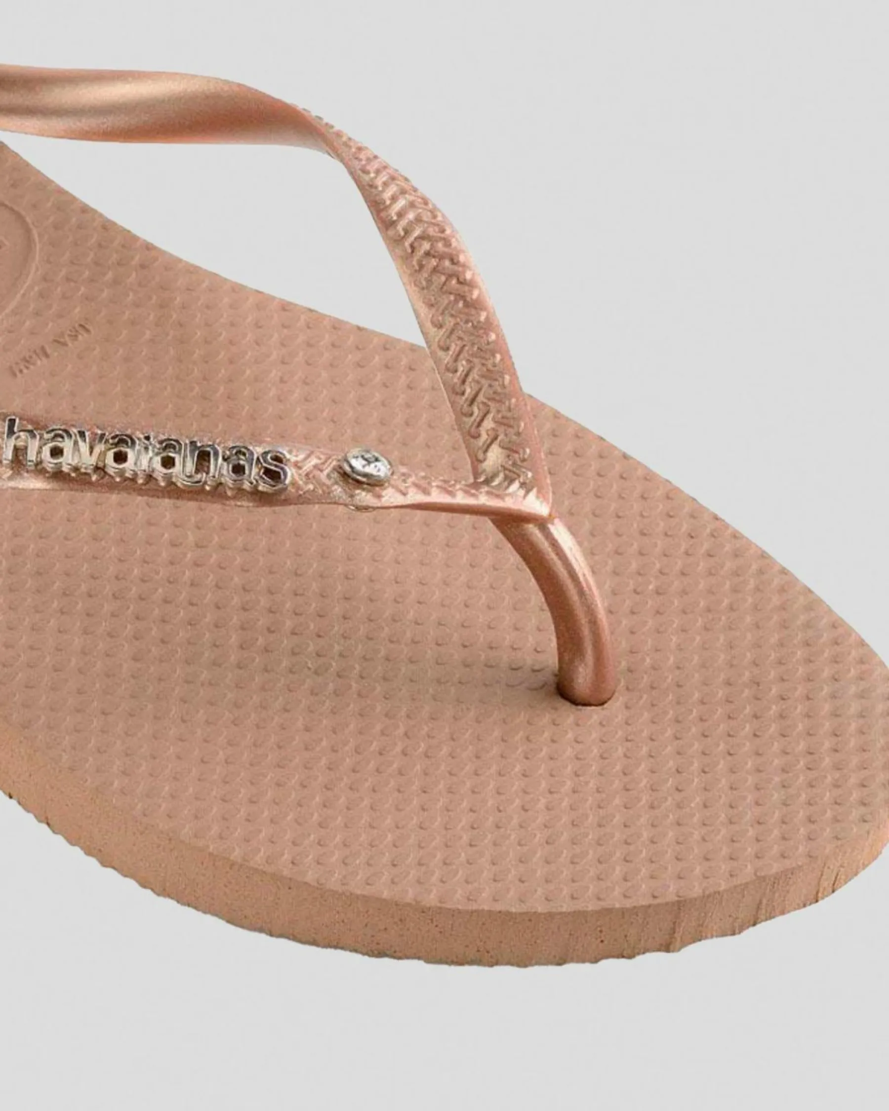 Flip Flops*Havaianas Slim Metal Crystal Thongs Rose Gold