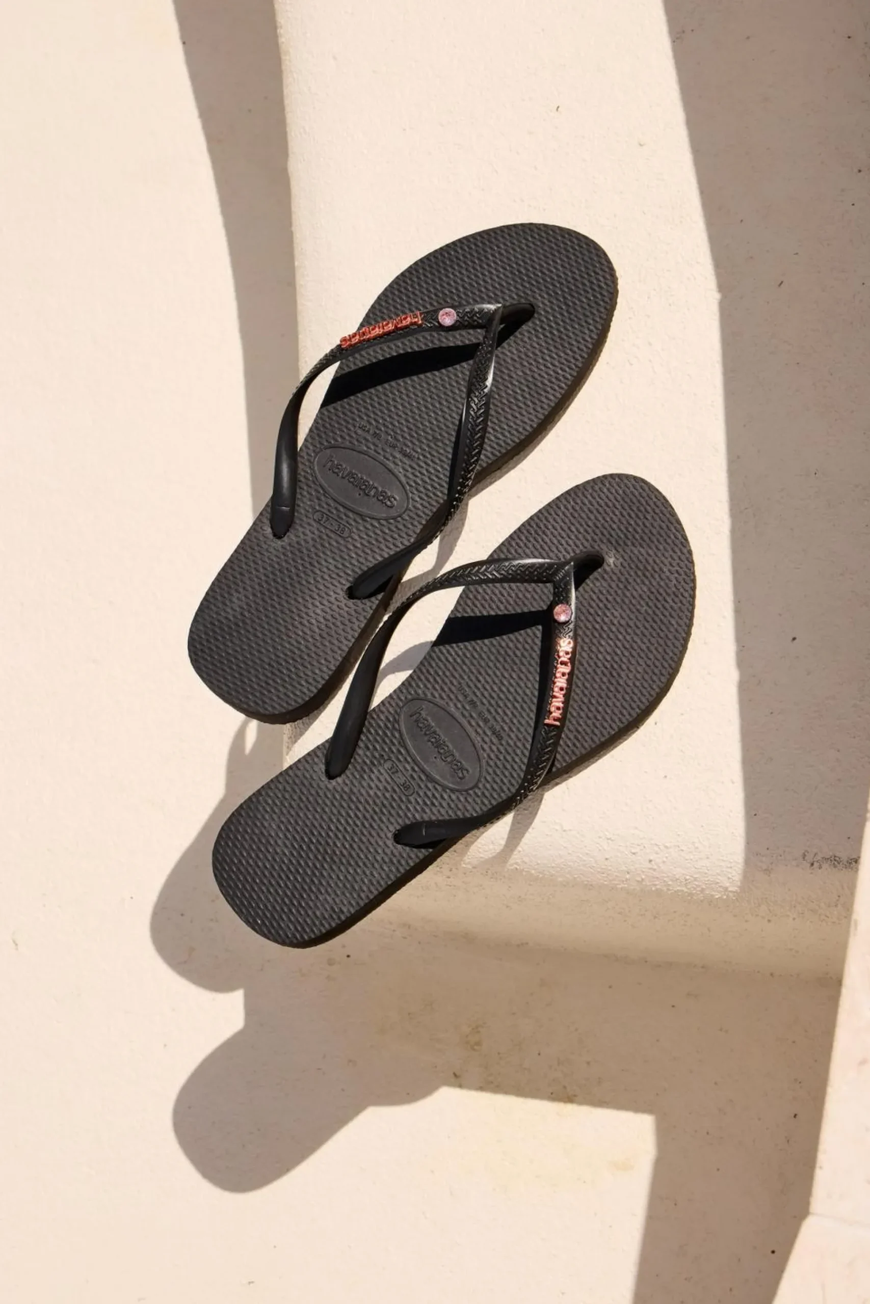 Slim Metal Logo Crystal Thongs Women Flip Flops