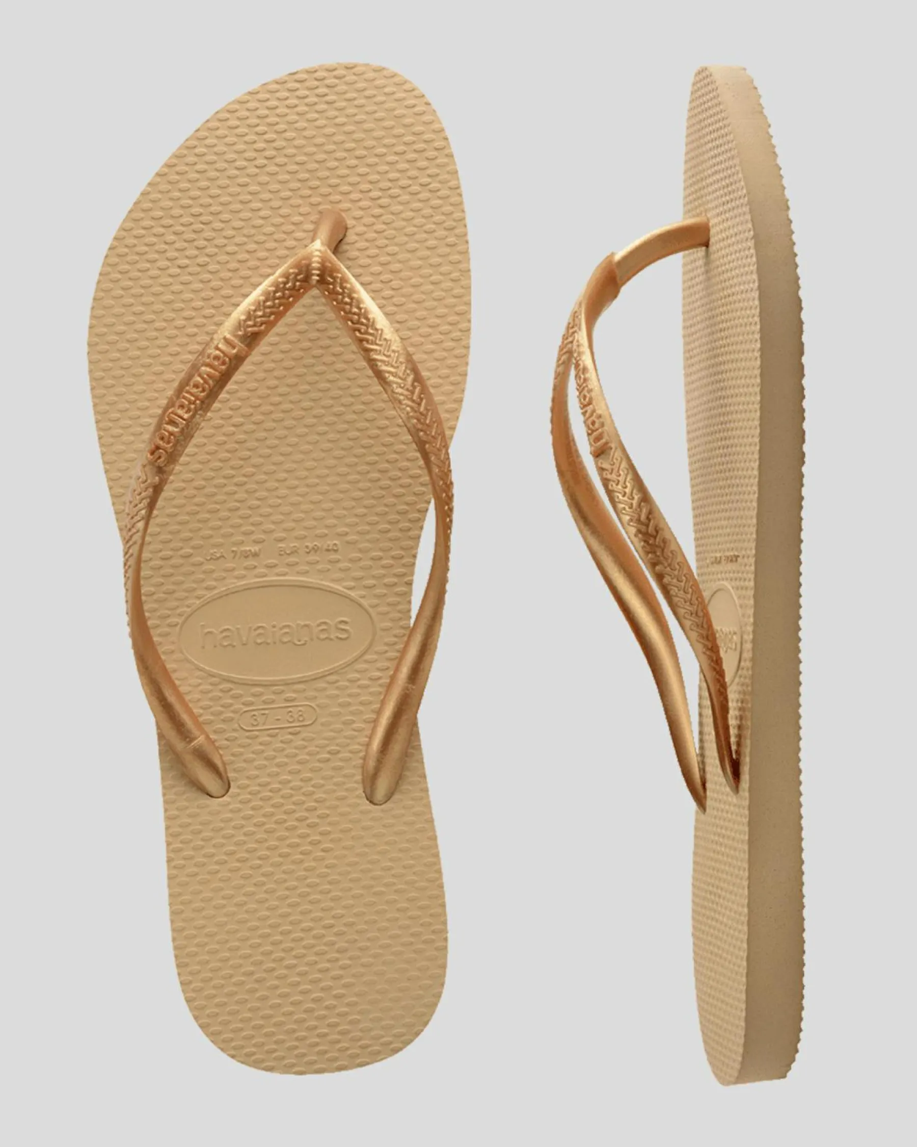 Flip Flops*Havaianas Slim Metallic Thongs Golden