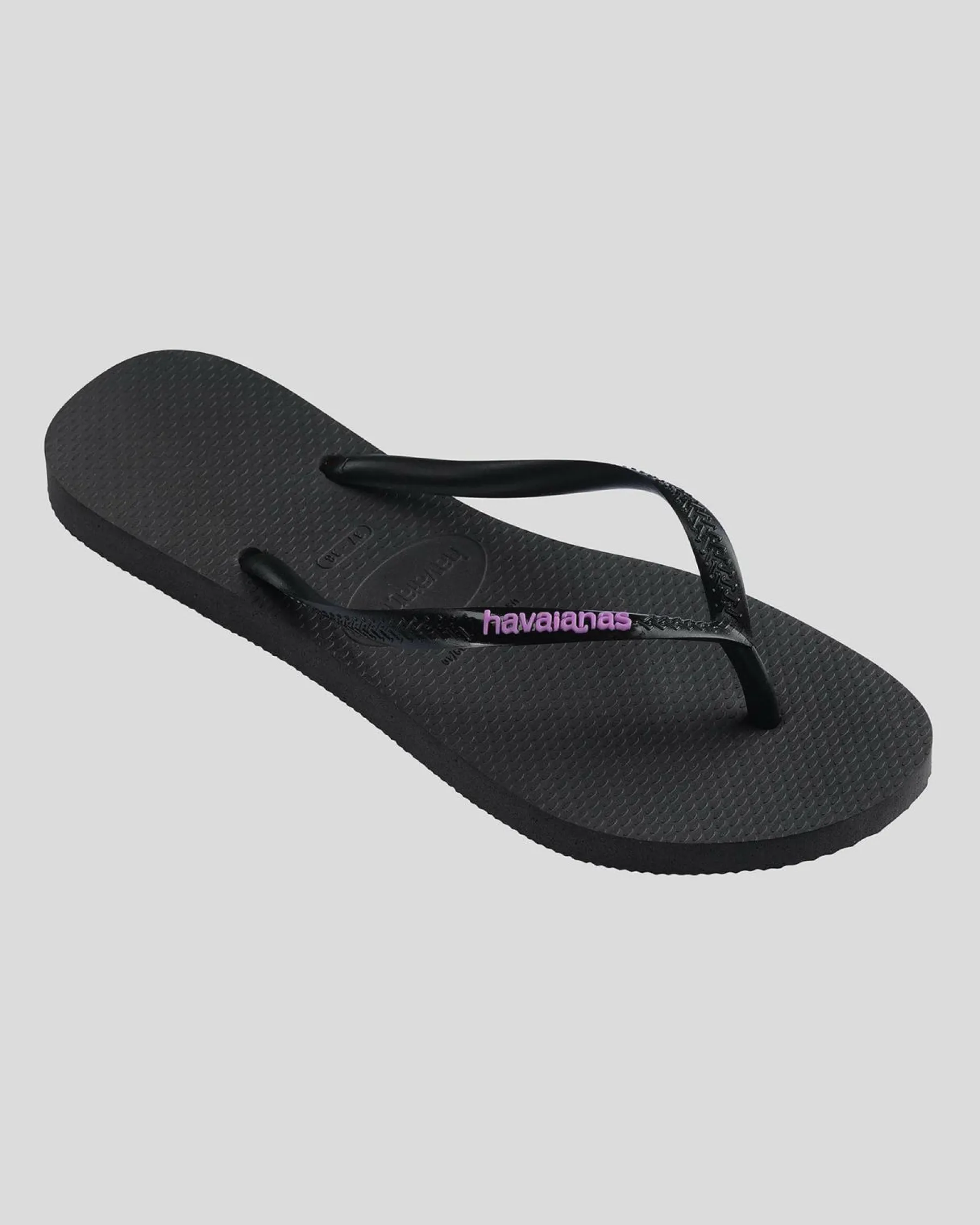 Flip Flops*Havaianas Slim Rubber Logo Thongs Black/purple Beta