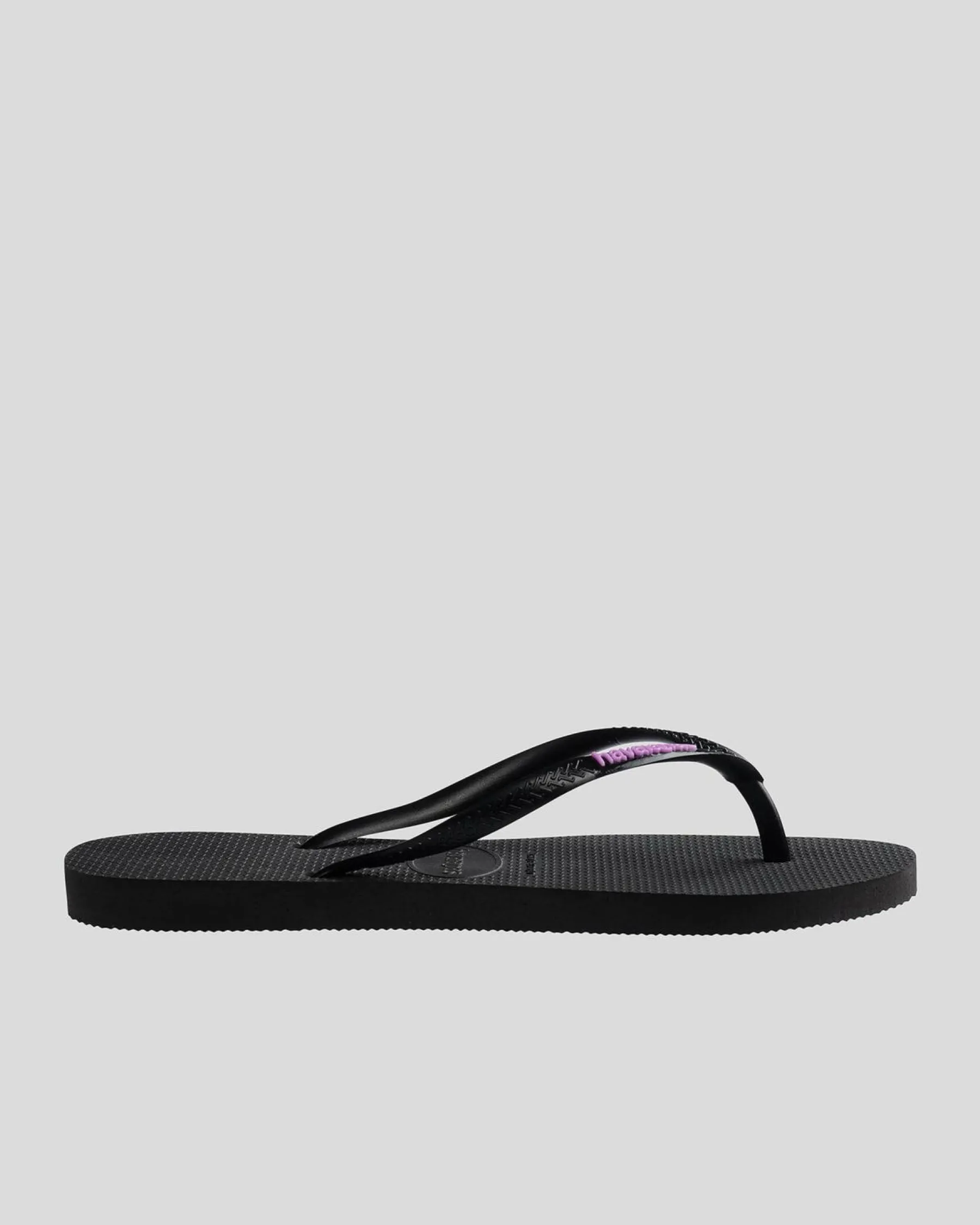 Flip Flops*Havaianas Slim Rubber Logo Thongs Black/purple Beta