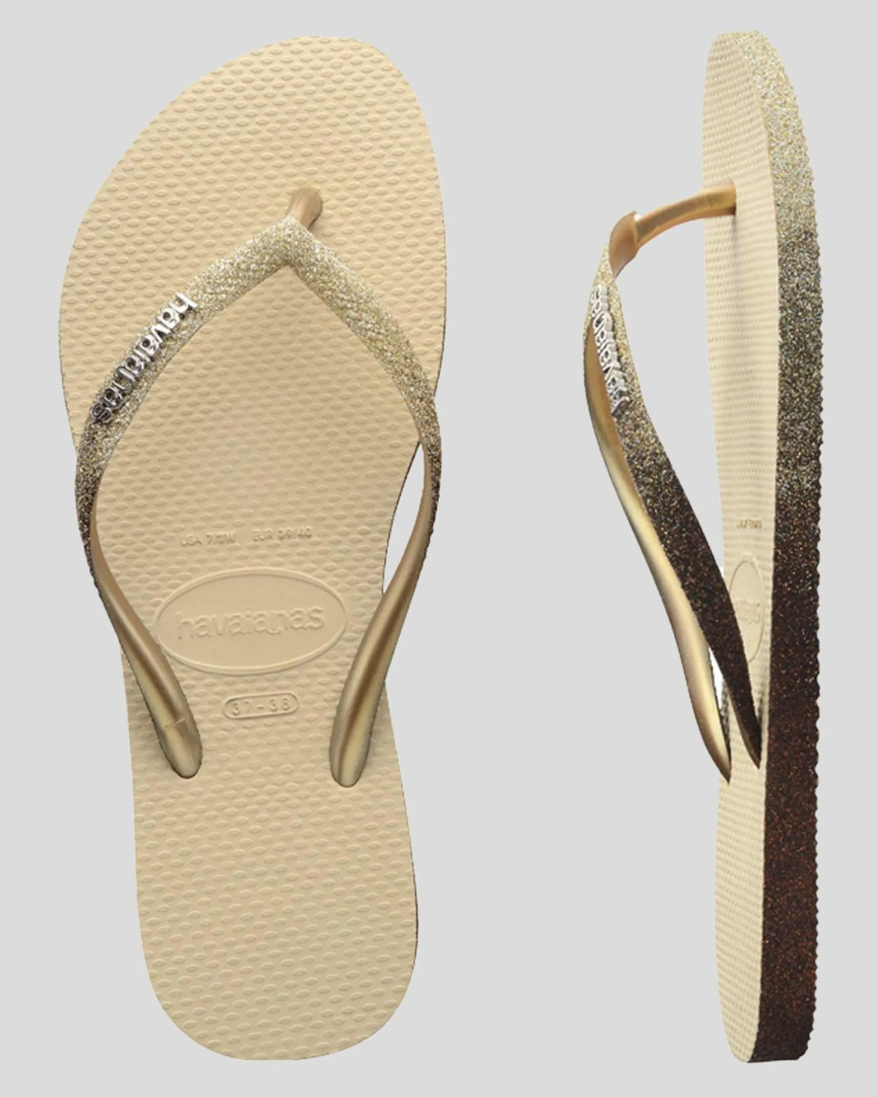 Flip Flops*Havaianas Slim Sparkle Thongs Sand Grey
