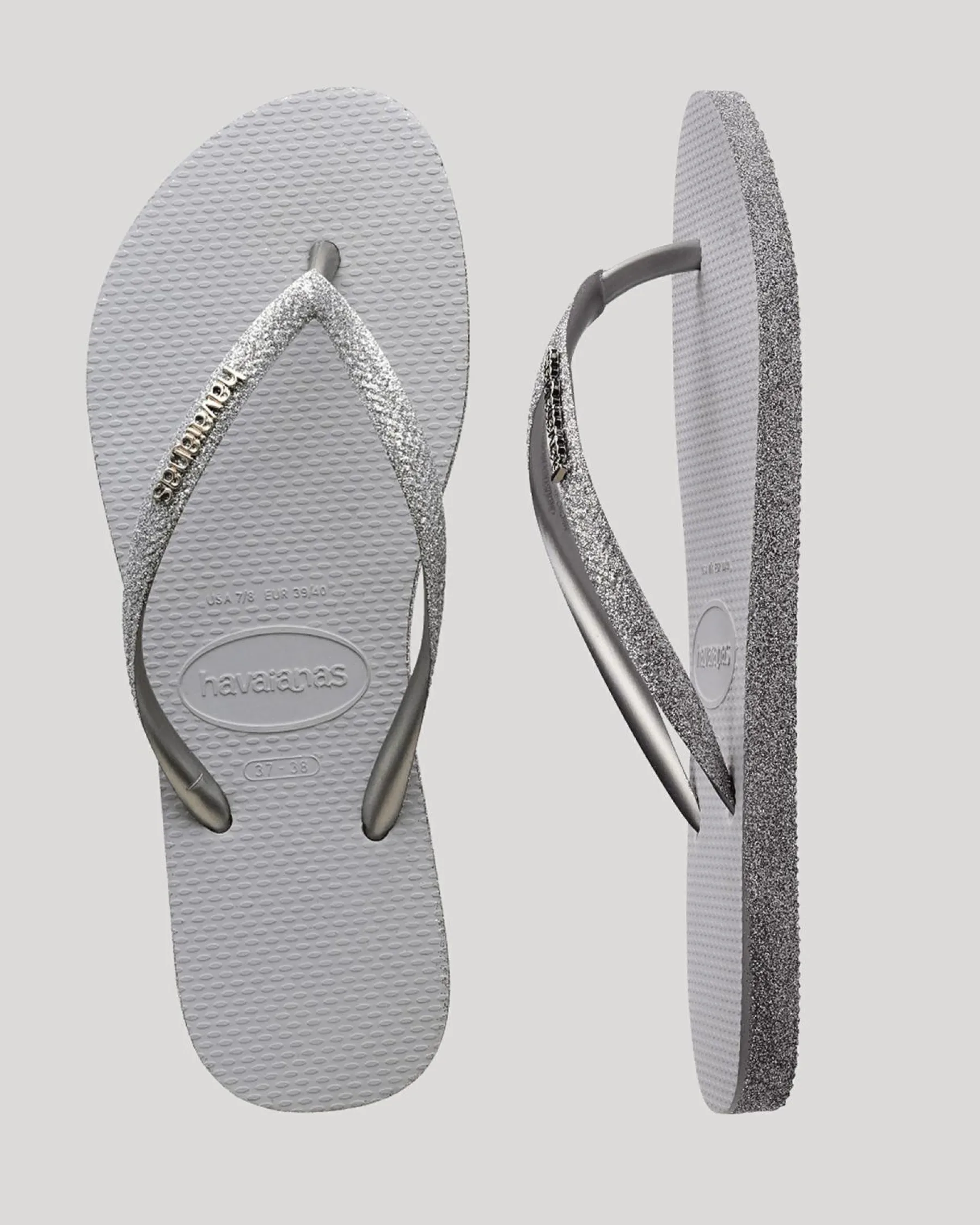 Flip Flops*Havaianas Slim Sparkle Thongs Ice Grey