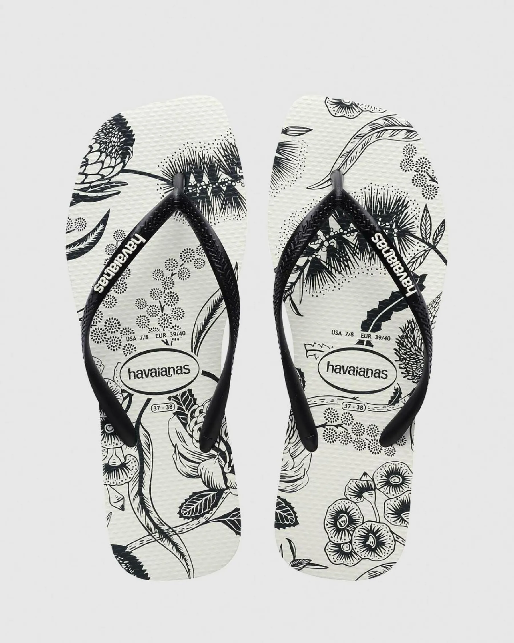 Clearance Slim Square Printed Flower Thongs Women Flip Flops