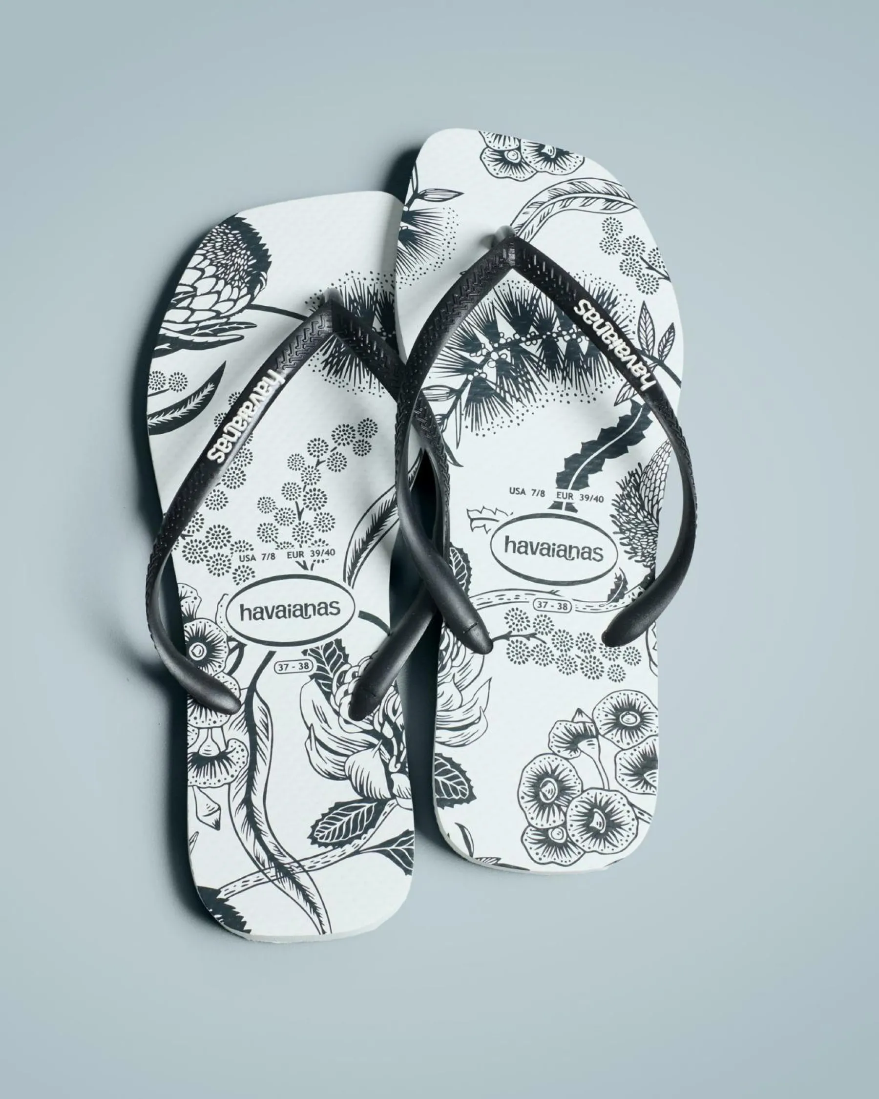 Clearance Slim Square Printed Flower Thongs Women Flip Flops