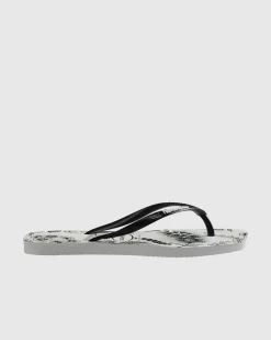Clearance Slim Square Printed Flower Thongs Women Flip Flops