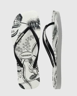 Clearance Slim Square Printed Flower Thongs Women Flip Flops