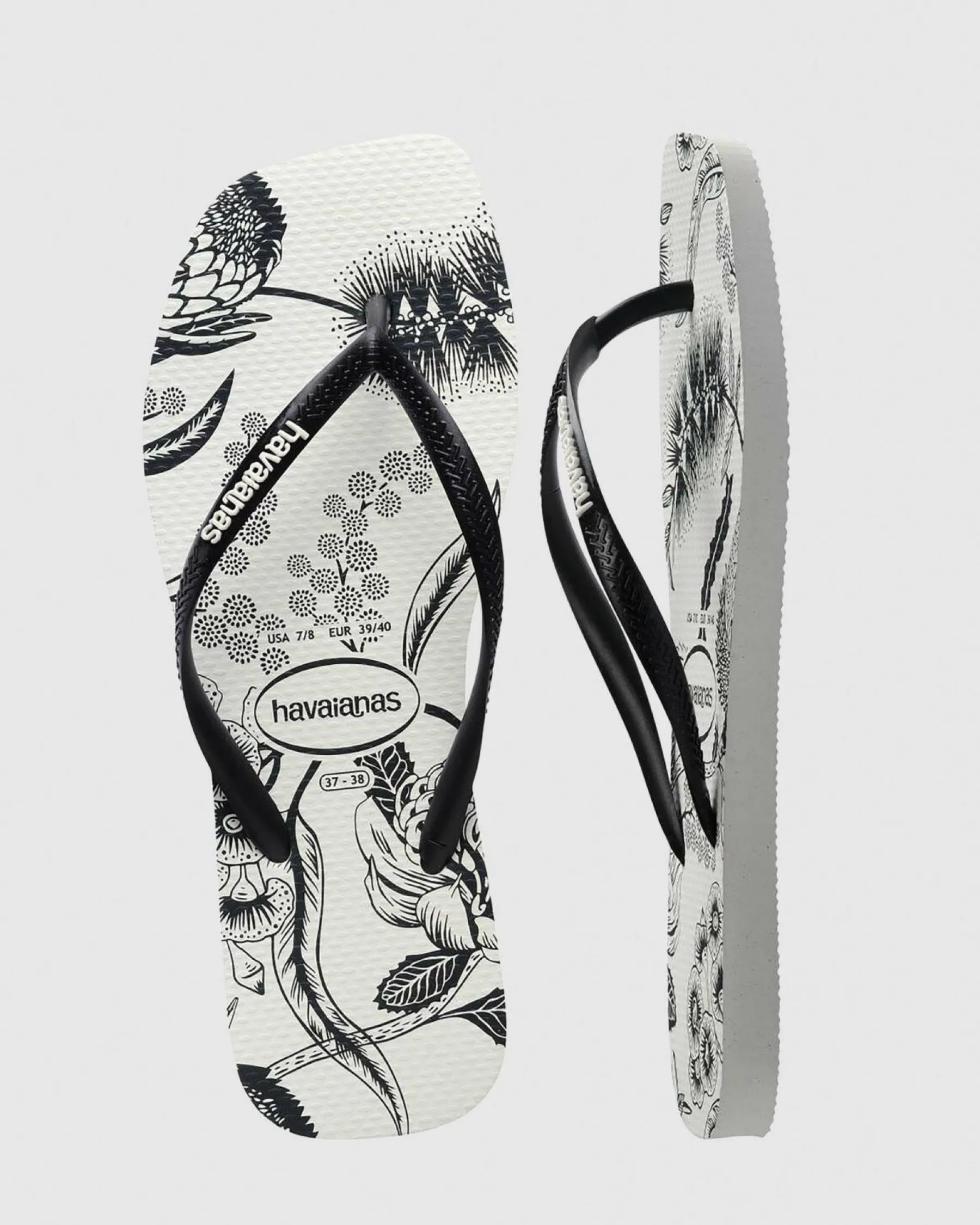 Clearance Slim Square Printed Flower Thongs Women Flip Flops