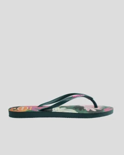 Flip Flops*Havaianas Slim Summer Bliss Thongs Pantanal Green