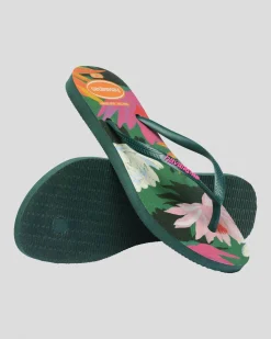 Flip Flops*Havaianas Slim Summer Bliss Thongs Pantanal Green