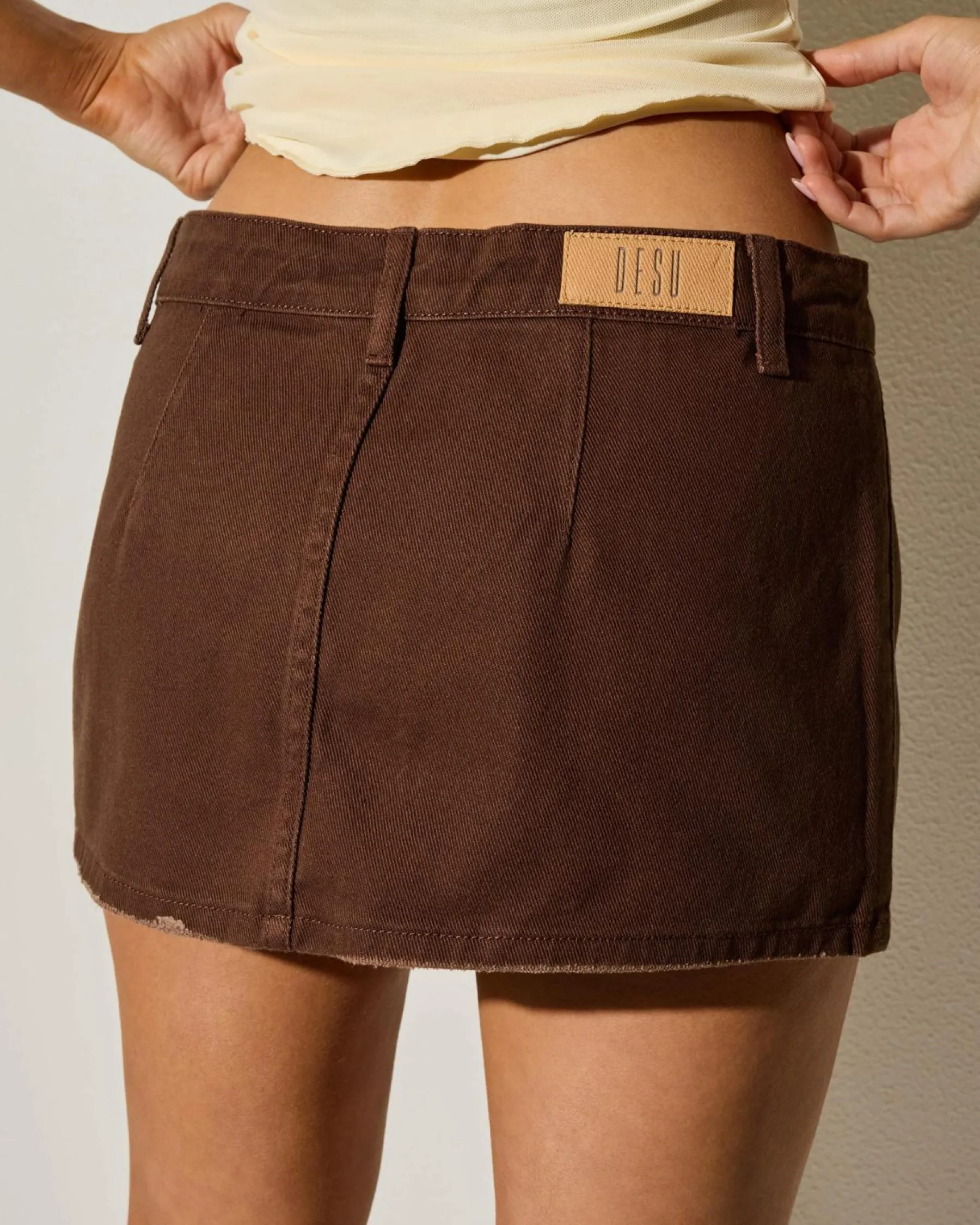 Denim|Bottoms*DESU Solene Denim Skort Espresso