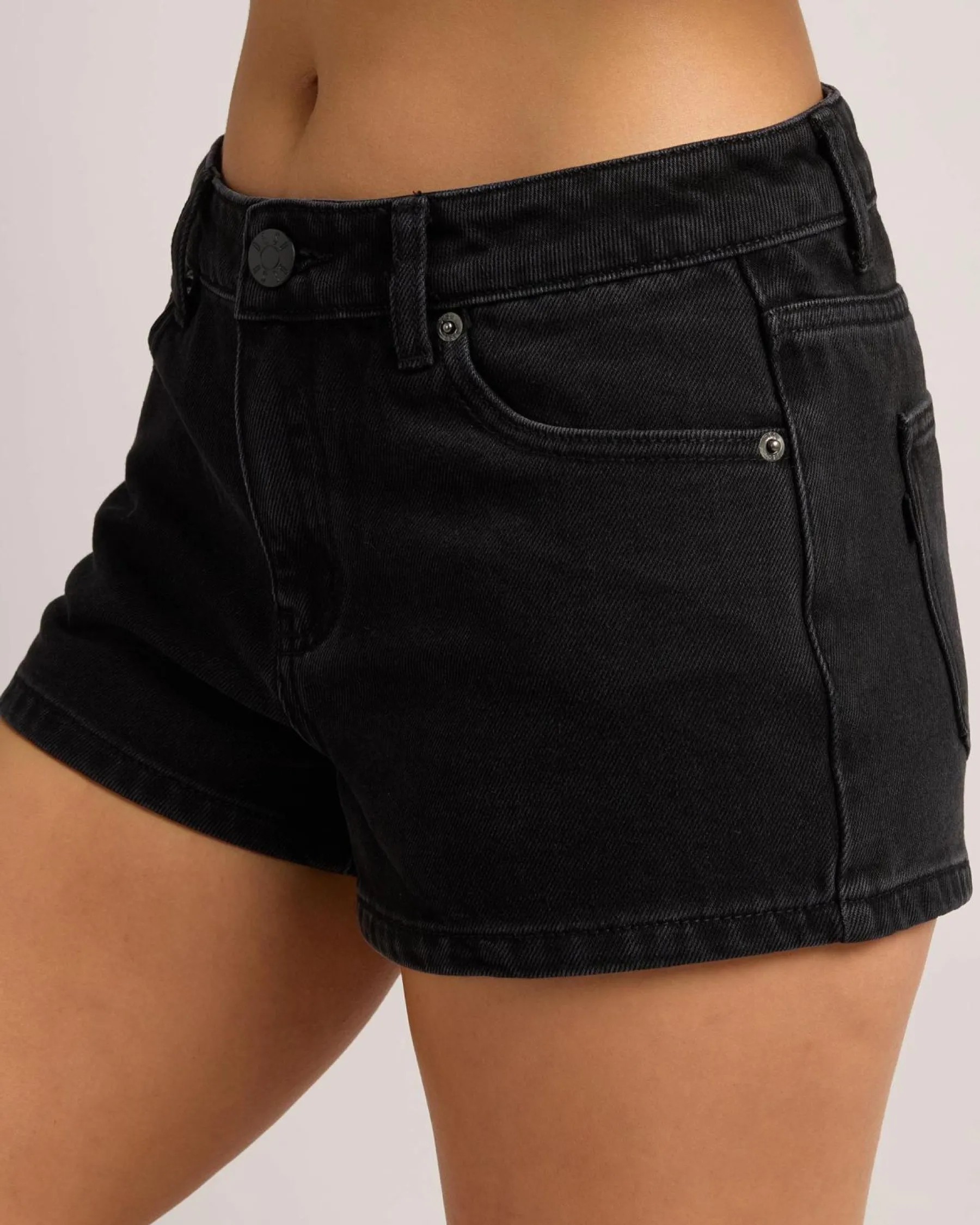 Denim|Bottoms*DESU South Beach Micro Denim Shorts Washed Black