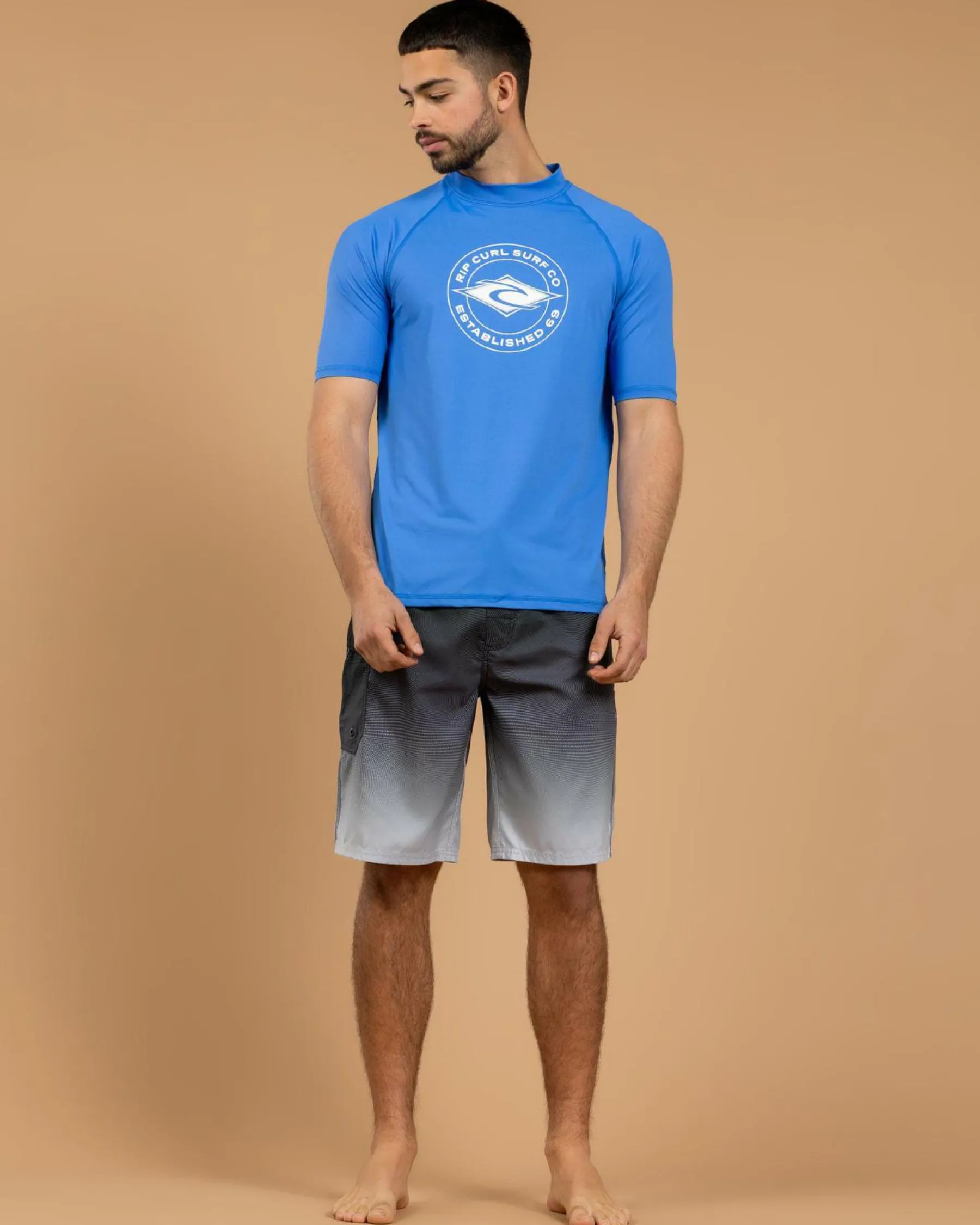 Rashies*Rip Curl Stapler Short Sleeve Rash Vest Blue Gum