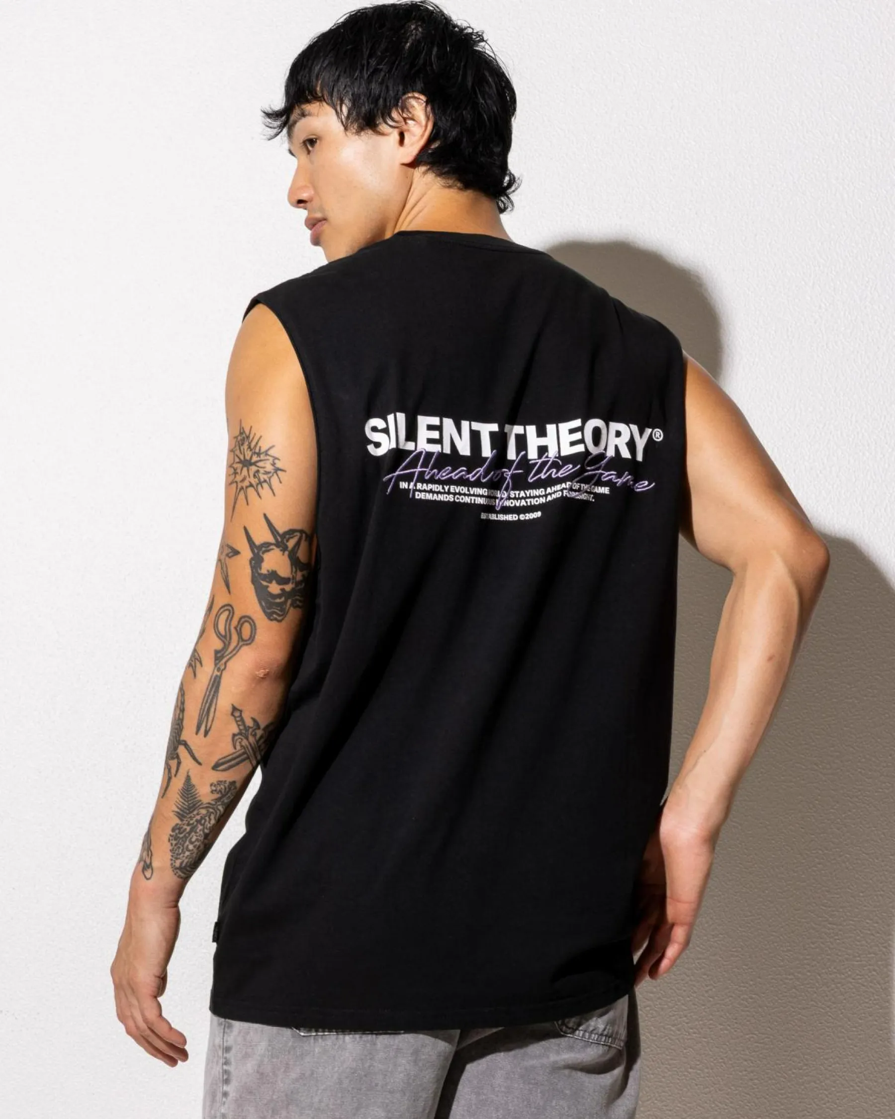 Tops & T-Shirts*Silent Theory Stayin' Ahead Muscle Tank Washed Black