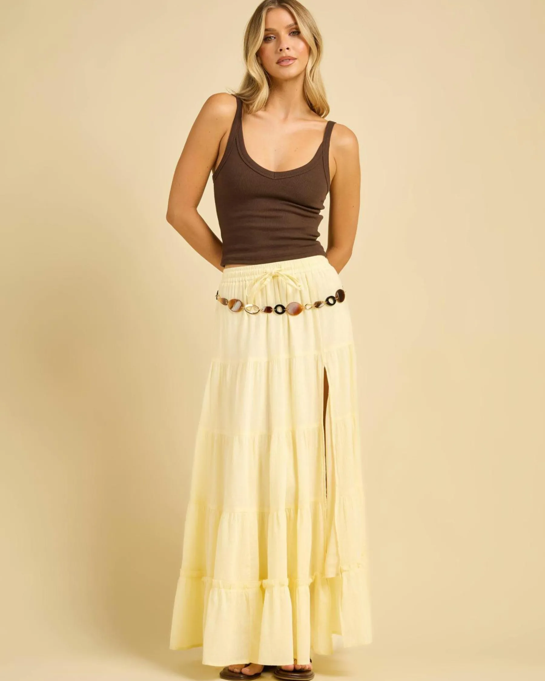 Bottoms*Mooloola Sundown Maxi Skirt Butter