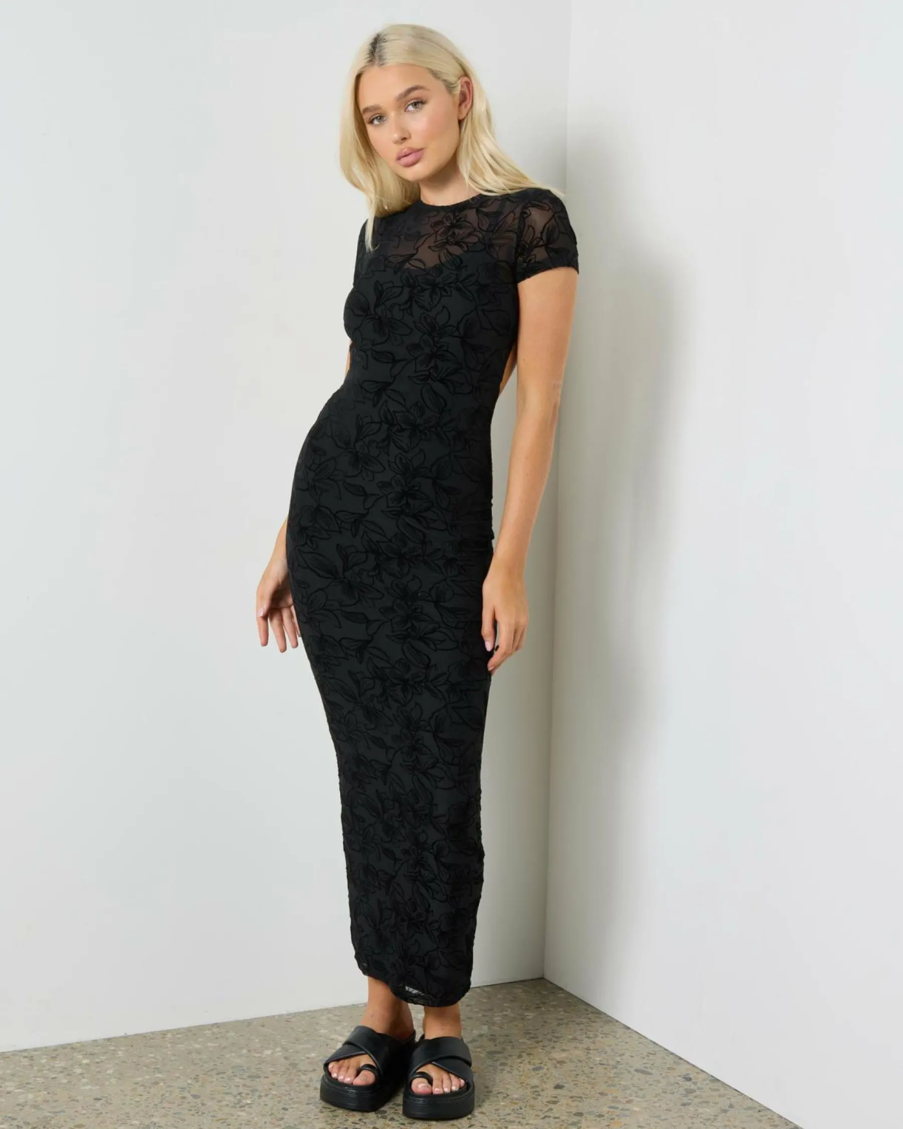 Dresses*Ava And Ever Tanya Maxi Dress Black Flocking