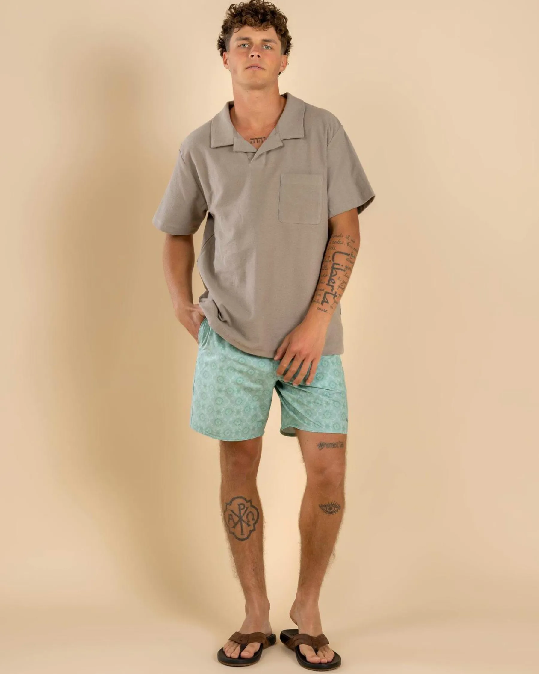 Board Shorts|Shorts & Bottoms*Rhythm Tile Beach Shorts Sea Foam