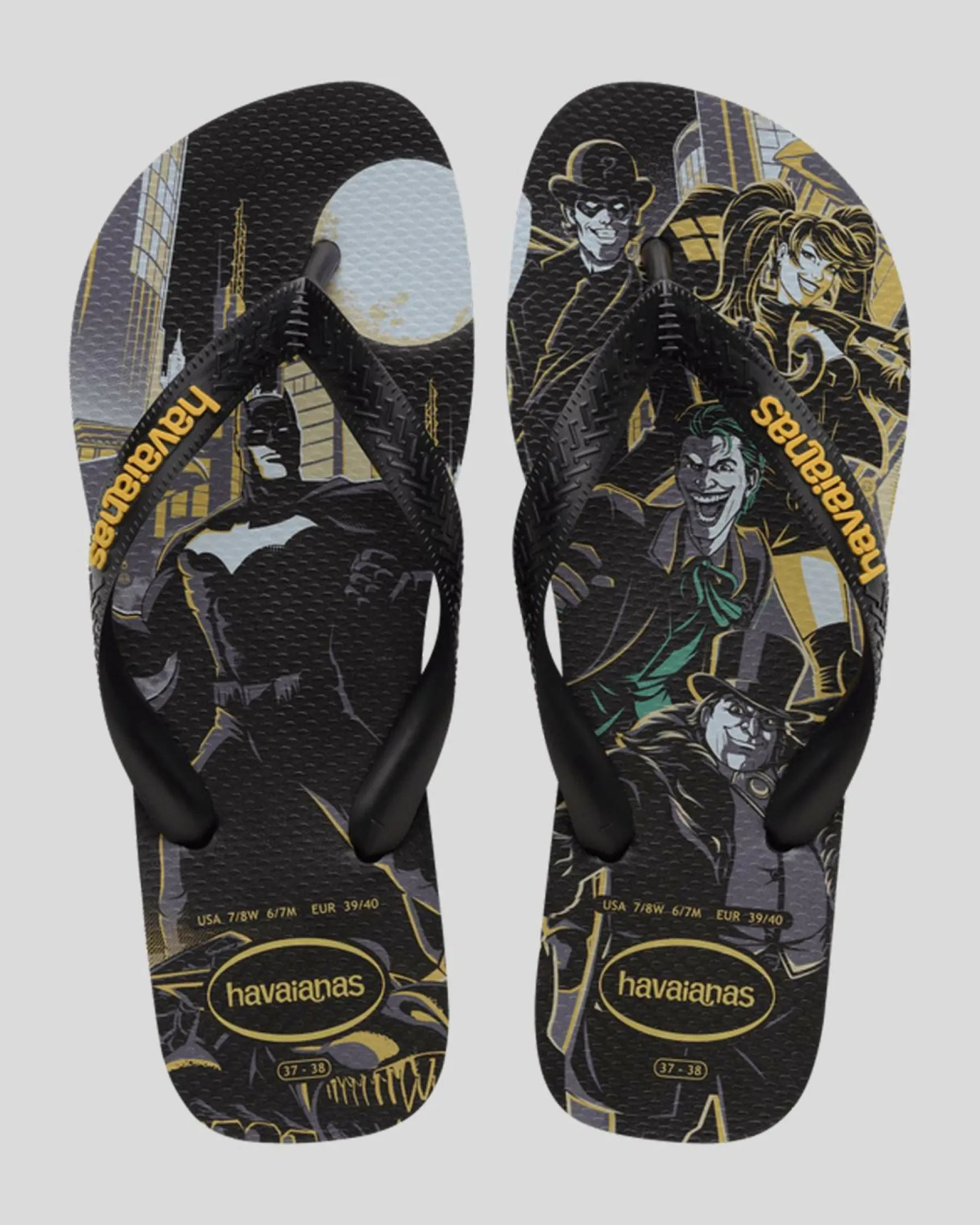Flip Flops & Sandals*Havaianas Top Herois DC Batman Thongs Black/black/yellow Daffodil