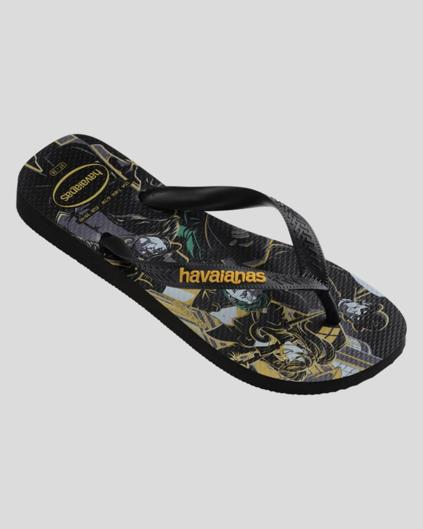 Flip Flops & Sandals*Havaianas Top Herois DC Batman Thongs Black/black/yellow Daffodil