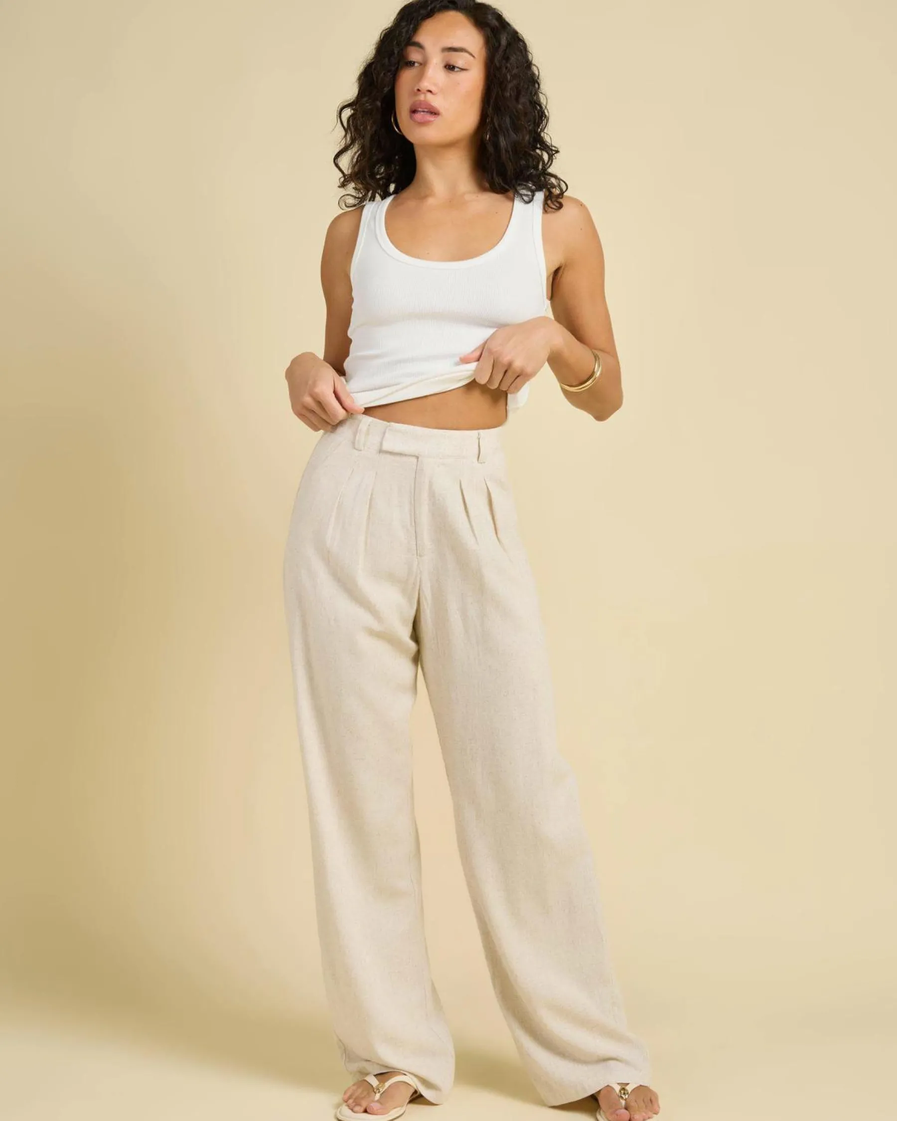 Sets|Linen Blend*Mooloola Vanessa Pants Natural Marle