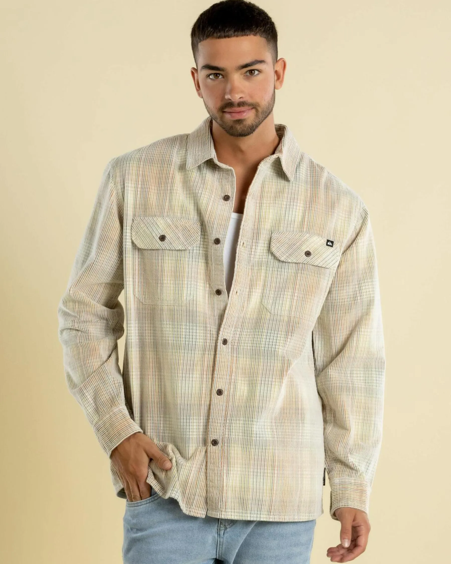 Tops & T-Shirts*Quiksilver Venture Cord Long Sleeve Shirt Leek Green