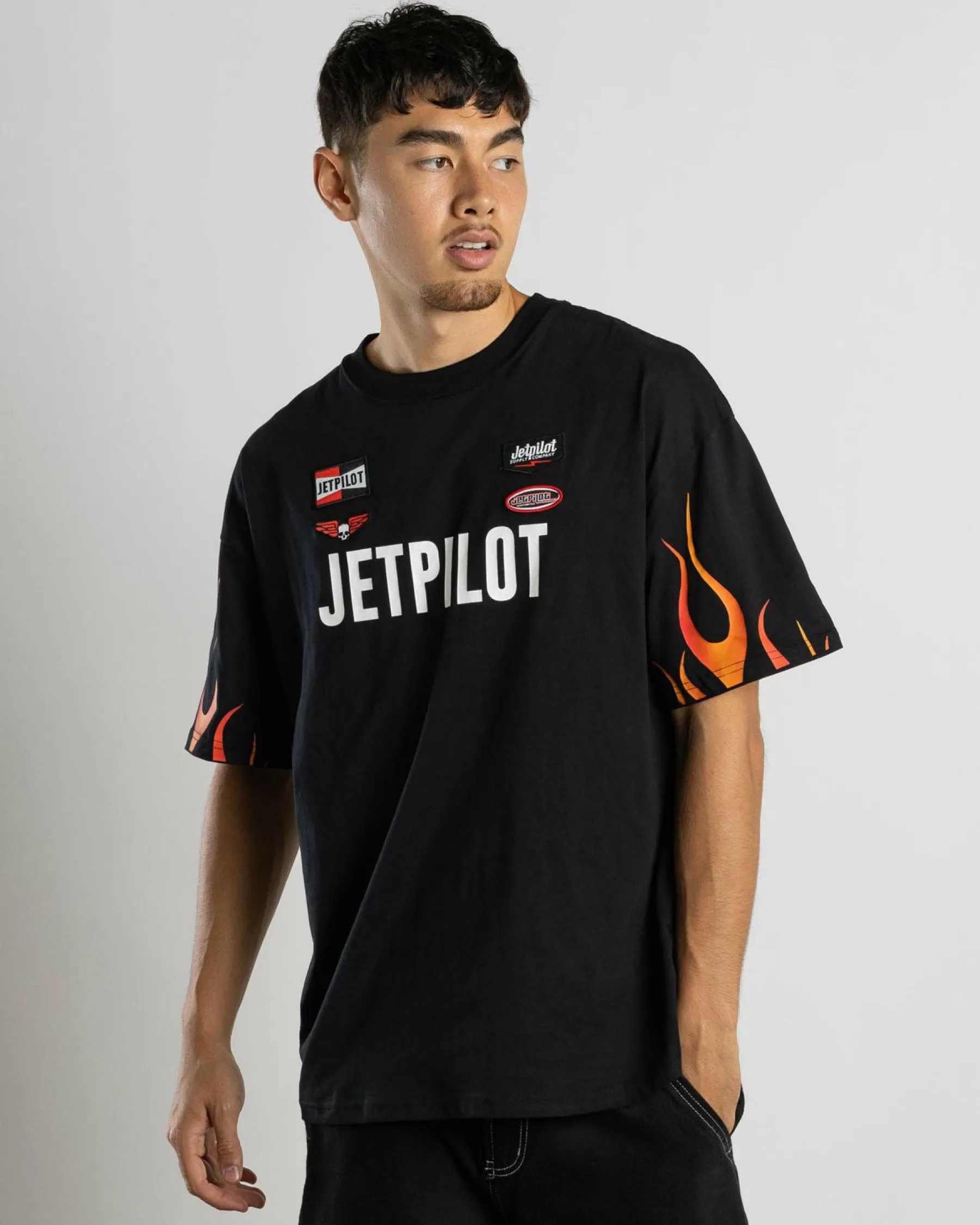 Tops & T-Shirts*Jetpilot Vintage Flames T-Shirt Black