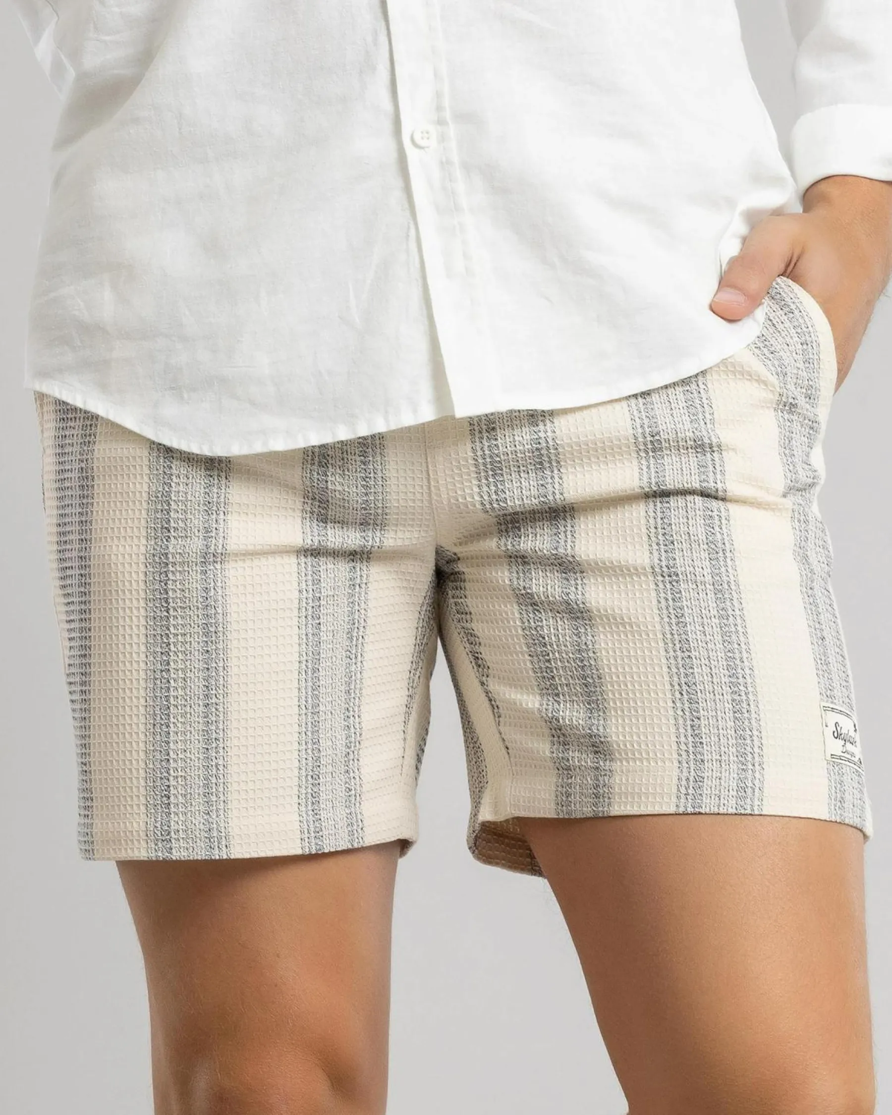 Shorts & Bottoms*Skylark Waffle Elastic Waist Shorts Off White