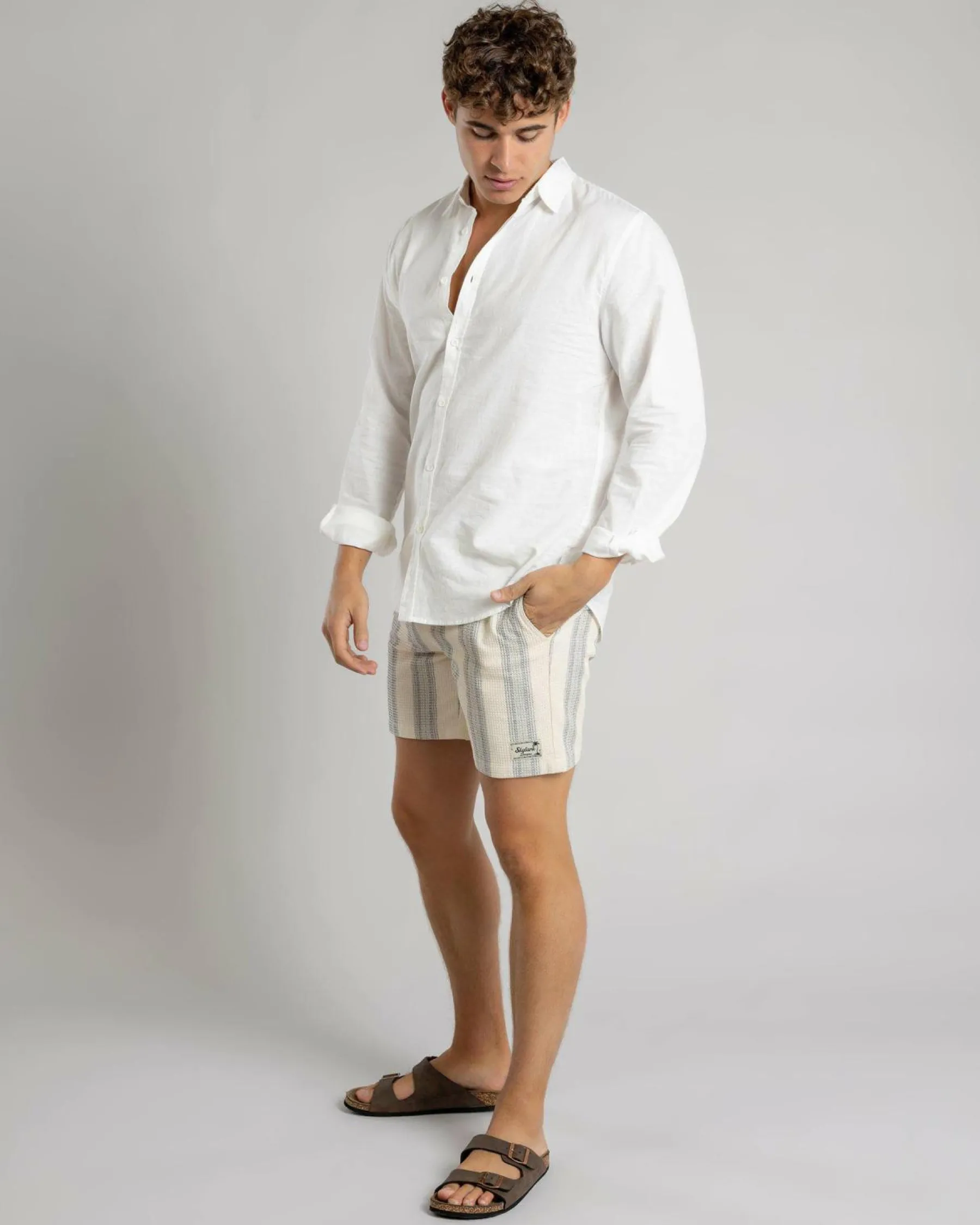 Shorts & Bottoms*Skylark Waffle Elastic Waist Shorts Off White