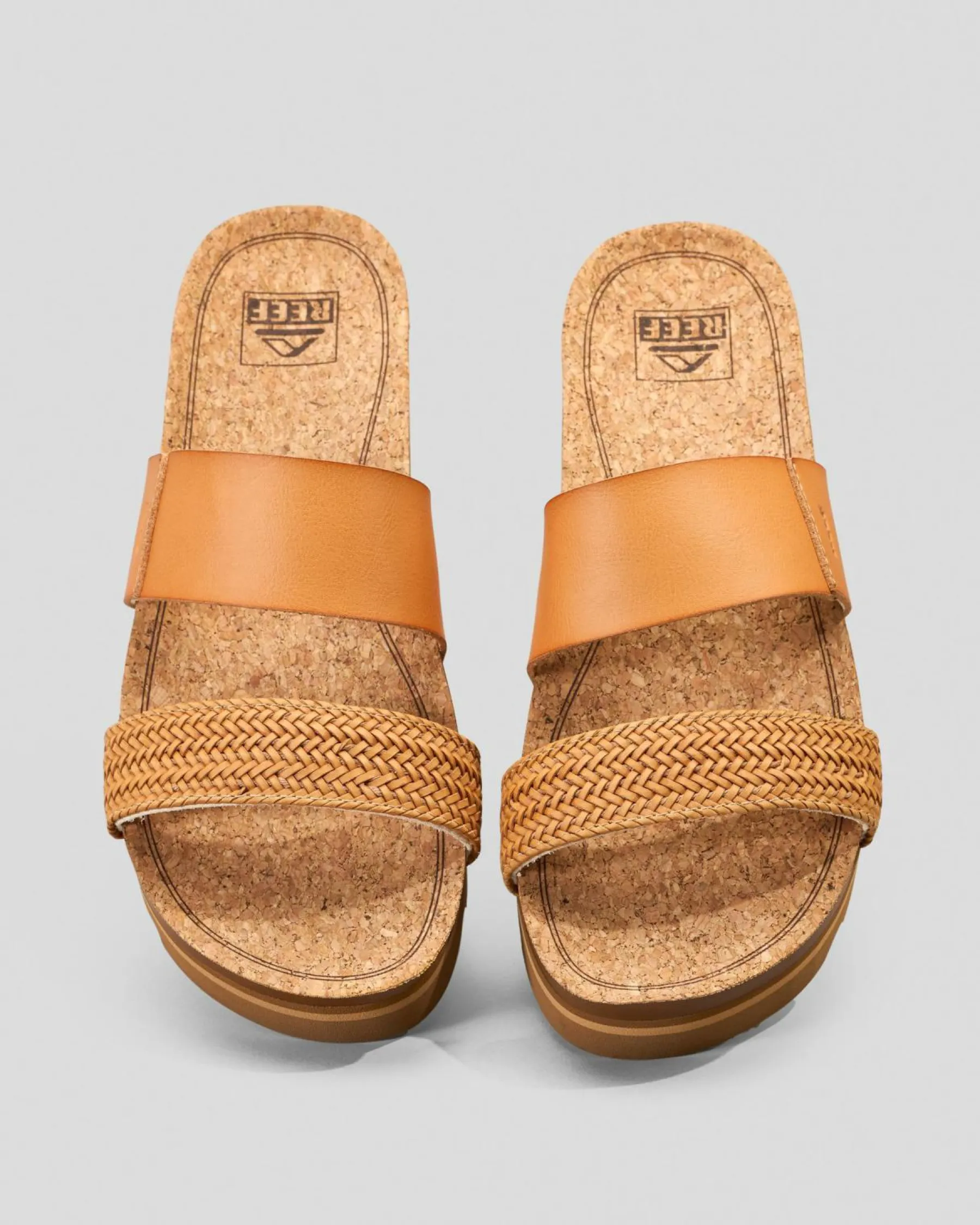 Sandals*Reef Womens Cushion Vista Hi Slide Sandals Natural