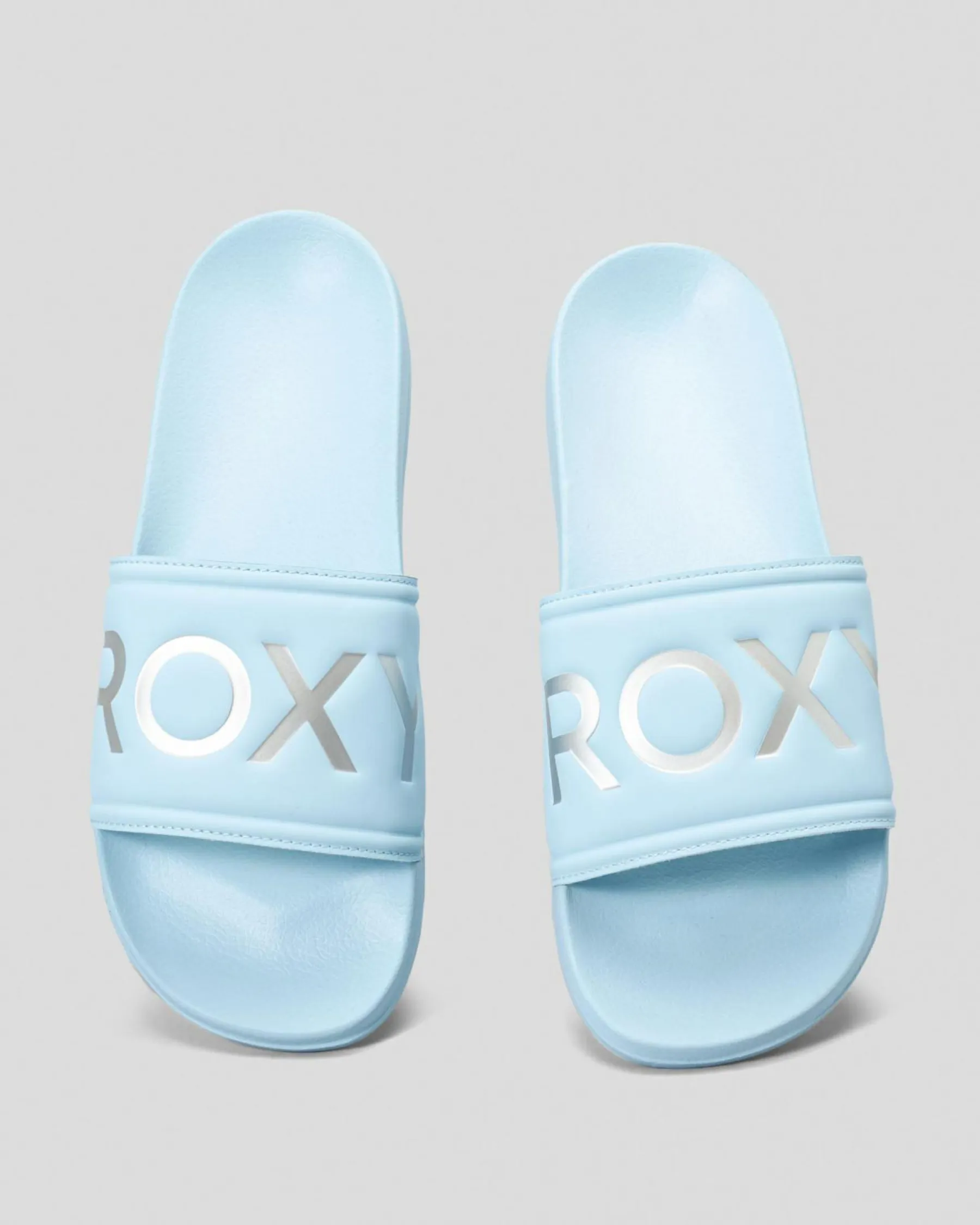 Slides*Roxy Womens Slippy Slide Sandals Light Blue