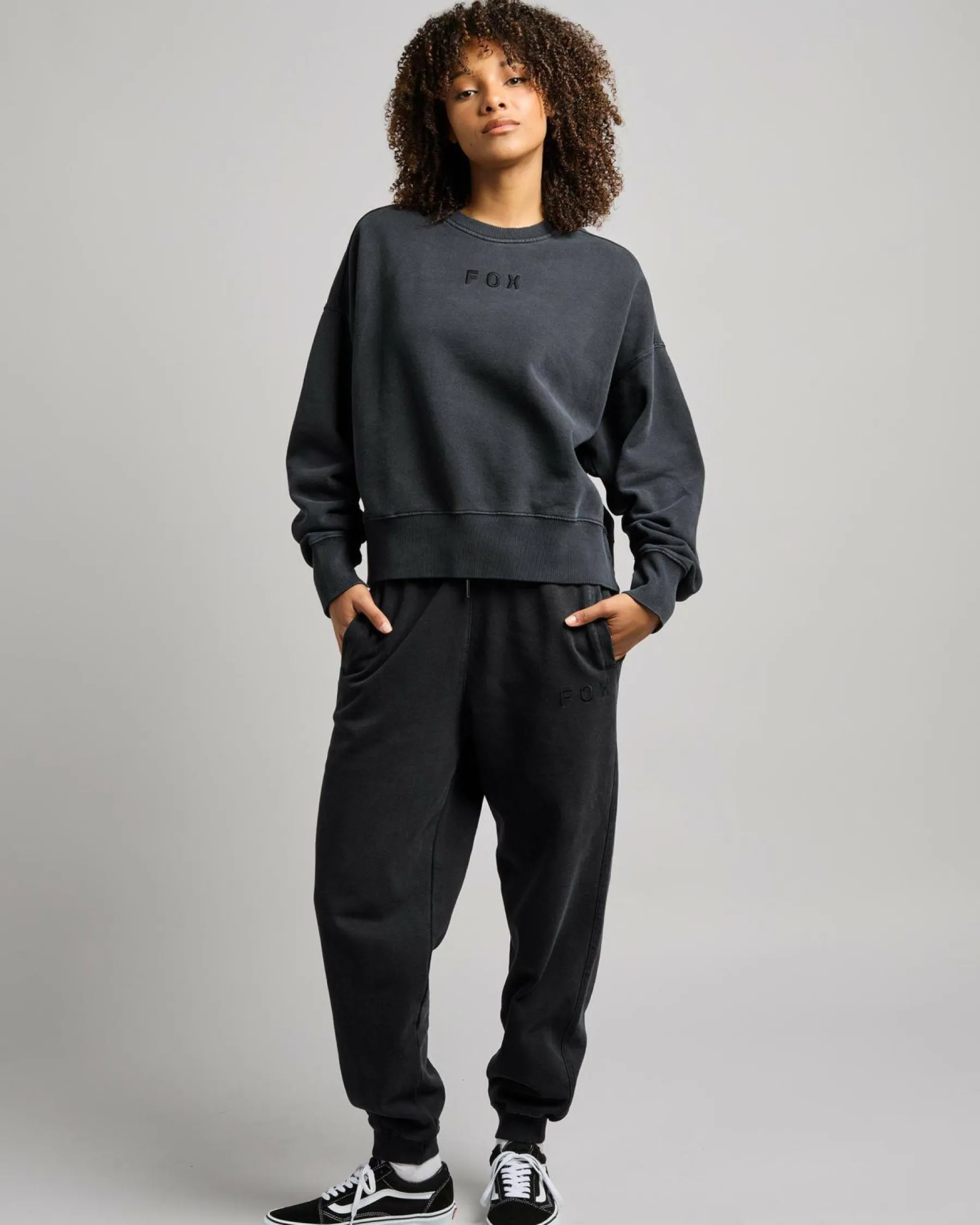 Sets|Jumpers & Hoodies*Fox Wordmark OV Fleece Crew Sweatshirt Black